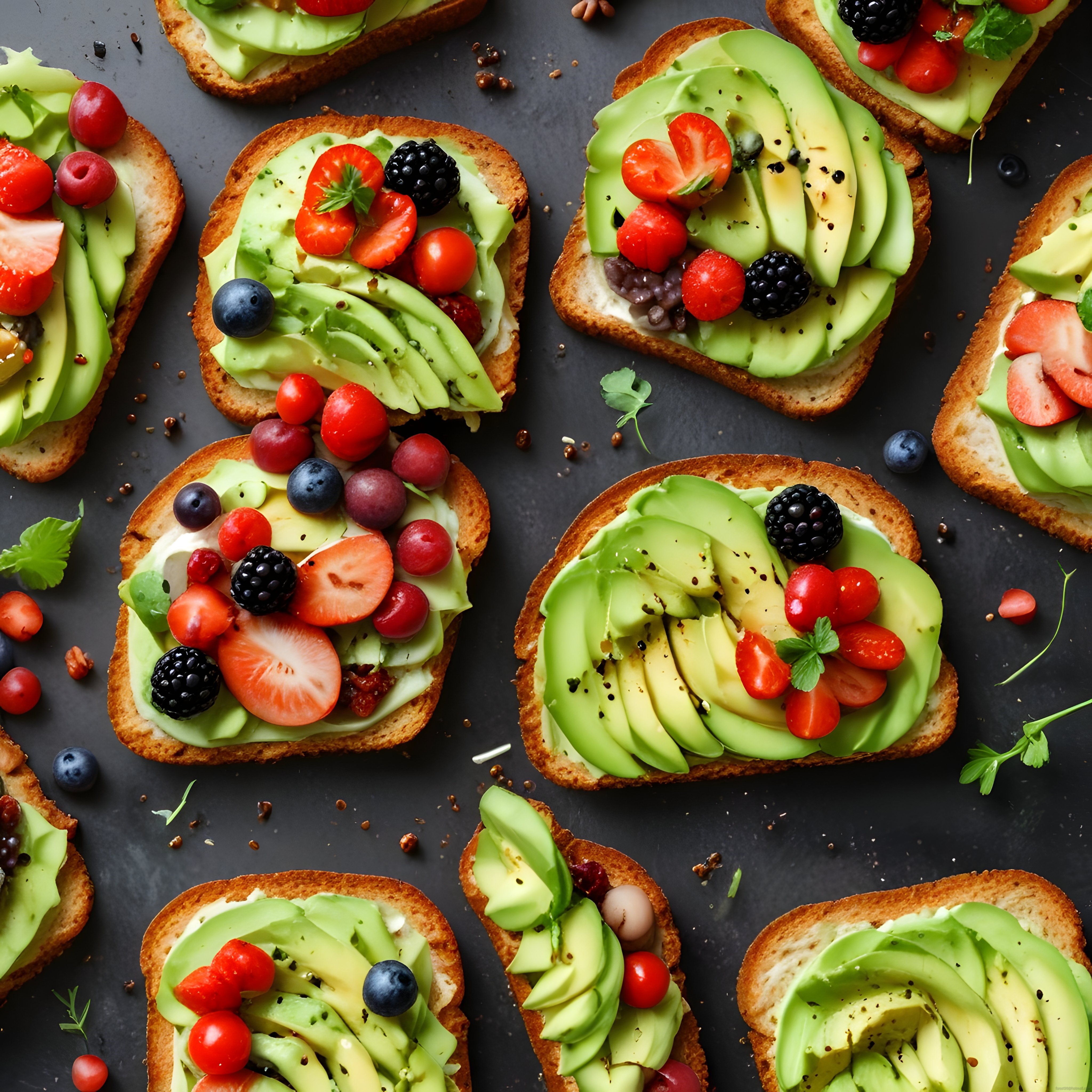 Avokado ve Orman Meyveli Tostlar: Renkli ve Sağlıklı Kahvaltı Sunumu