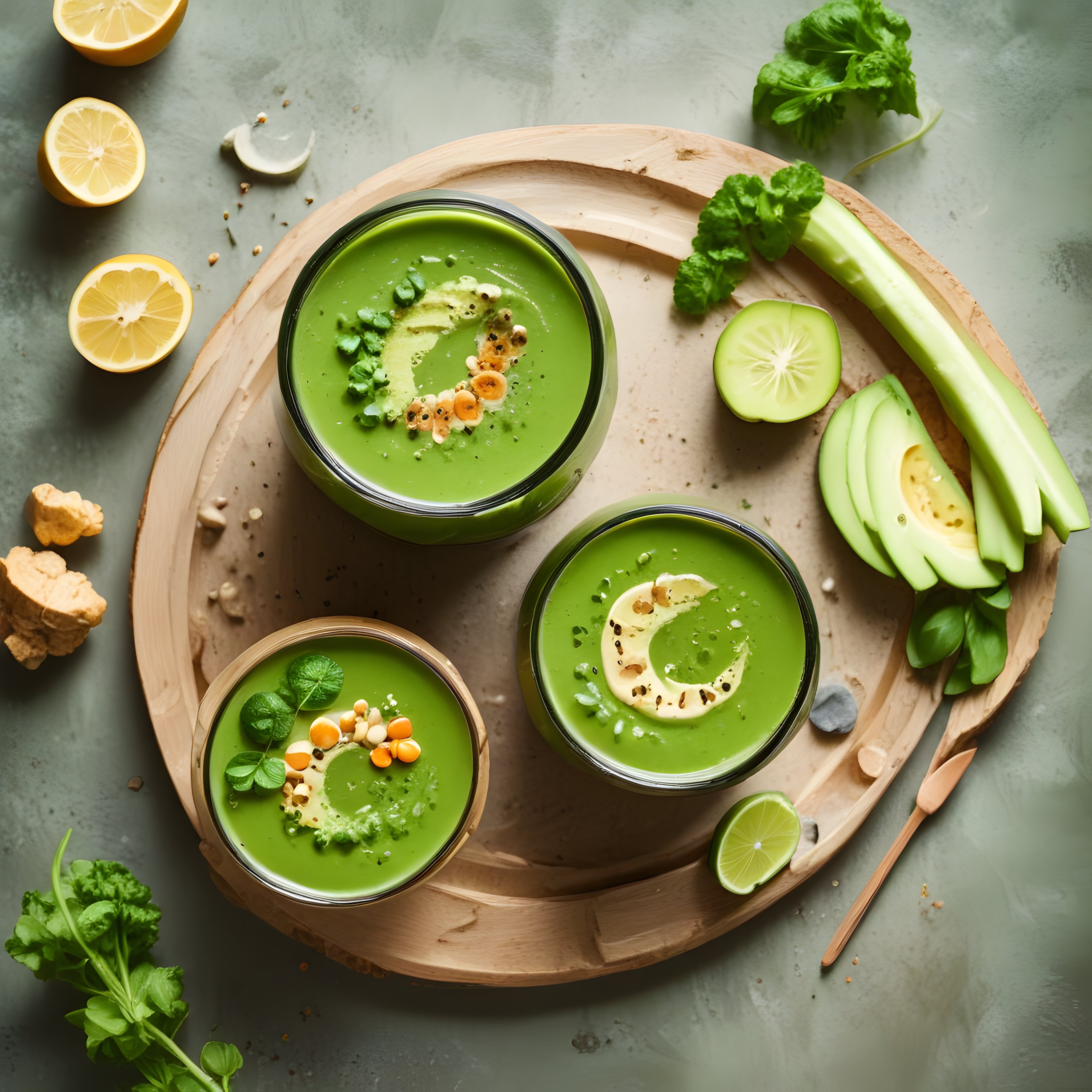 Avokado ve Yeşilliklerle Hazırlanan Enerji Veren Detoks Smoothie Kasesi