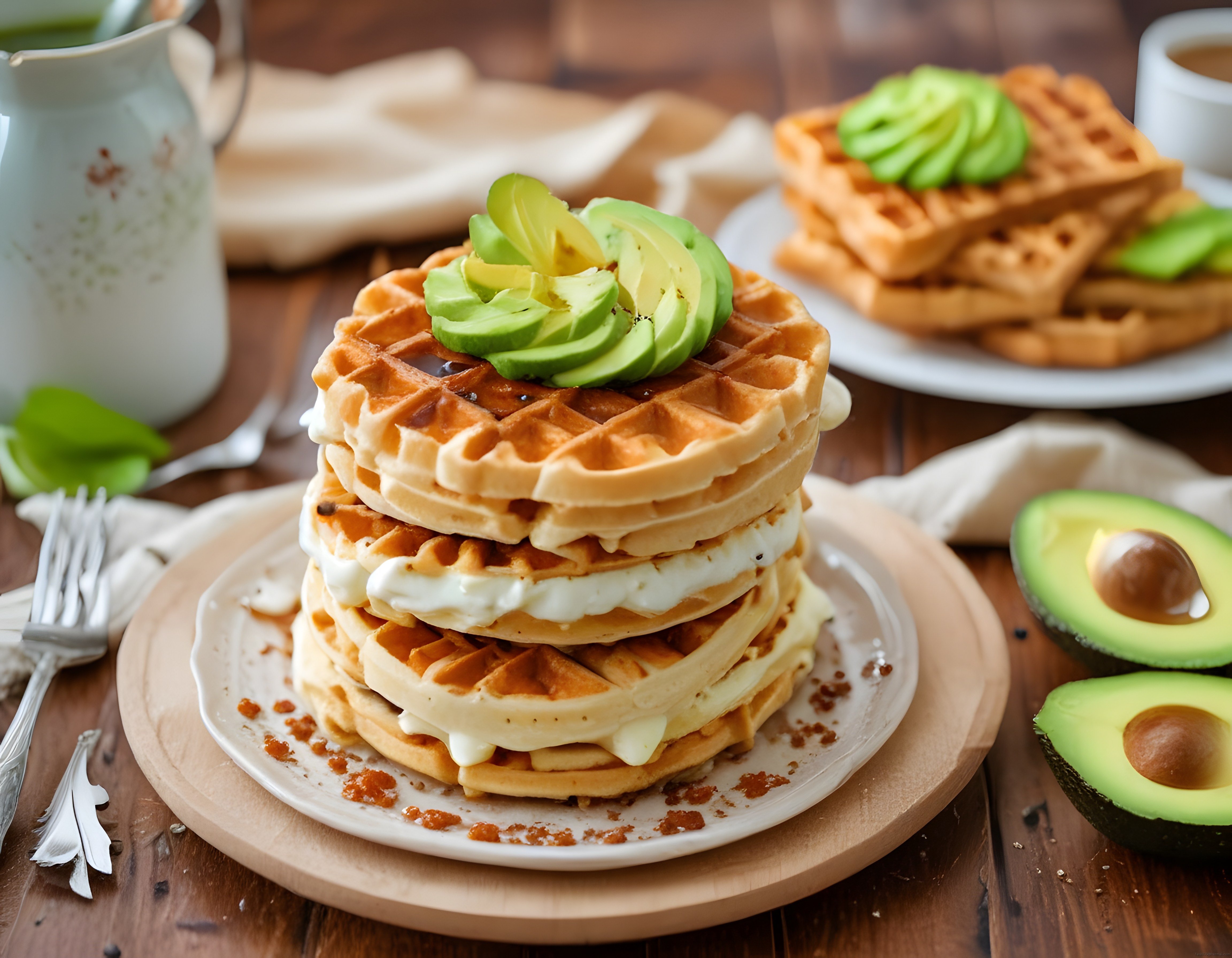 Avokado ve Yumurtalı Waffle Kulesi ile Kahvaltıya Sağlıklı Başlangıç