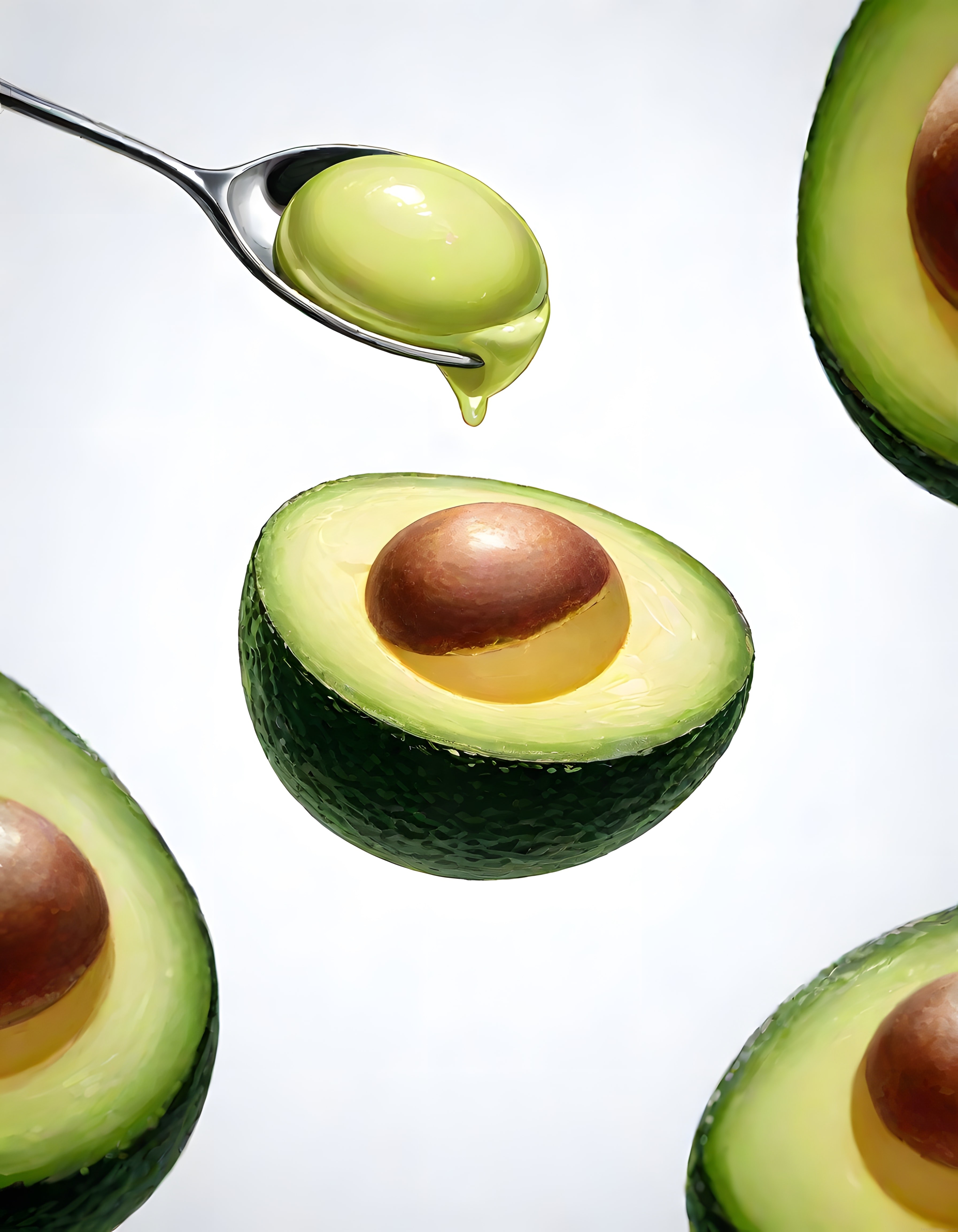 Avokado Yağı ve Taze Avokado Dilimleri: Sağlıklı Beslenme Konsepti