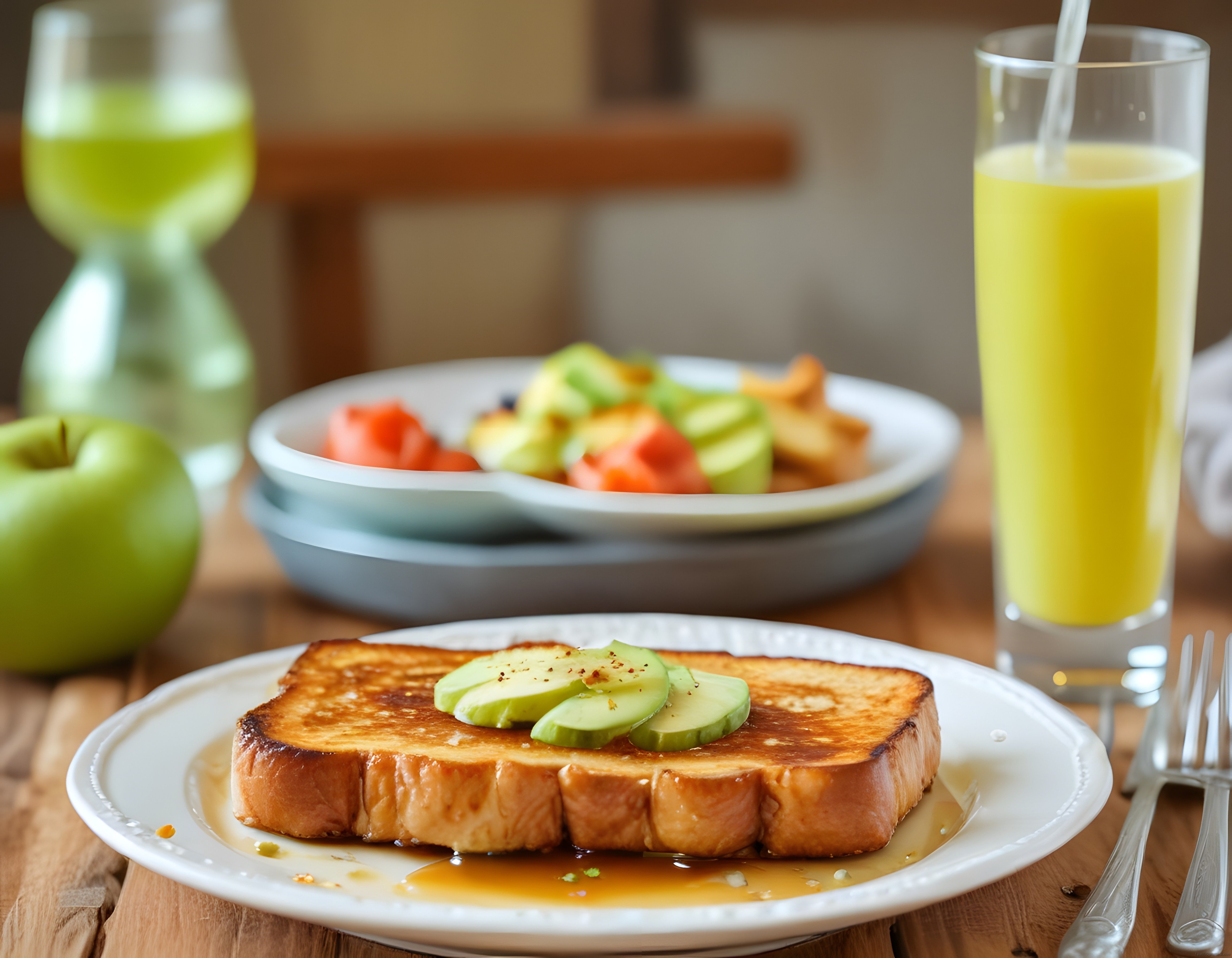 Avokadolu Ballı French Toast ve Taze Sıkma Portakal Suyu ile Kahvaltı Keyfi