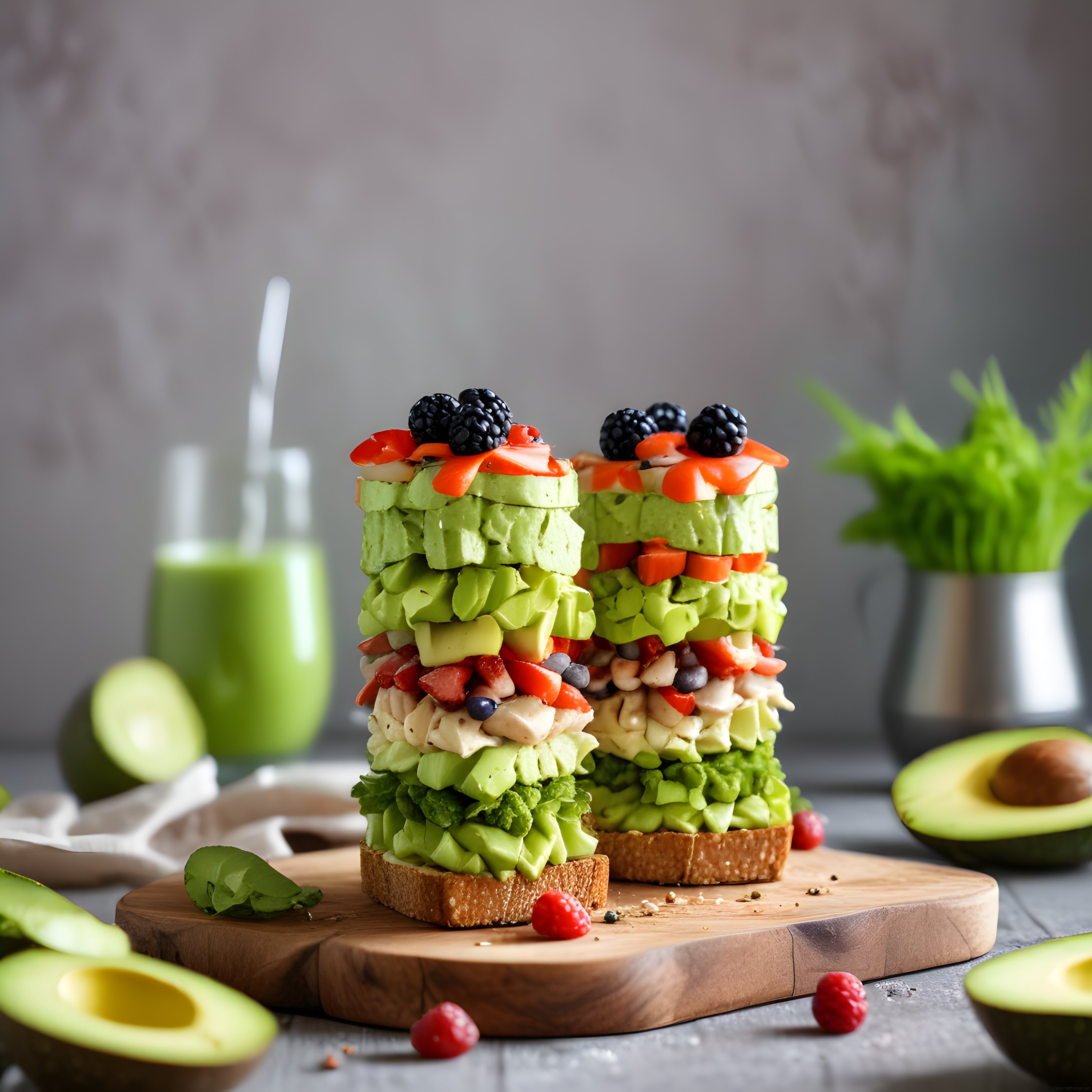 Avokadolu Böğürtlenli Katmanlı Gourmet Tost ile Sağlıklı ve Renkli Kahvaltı