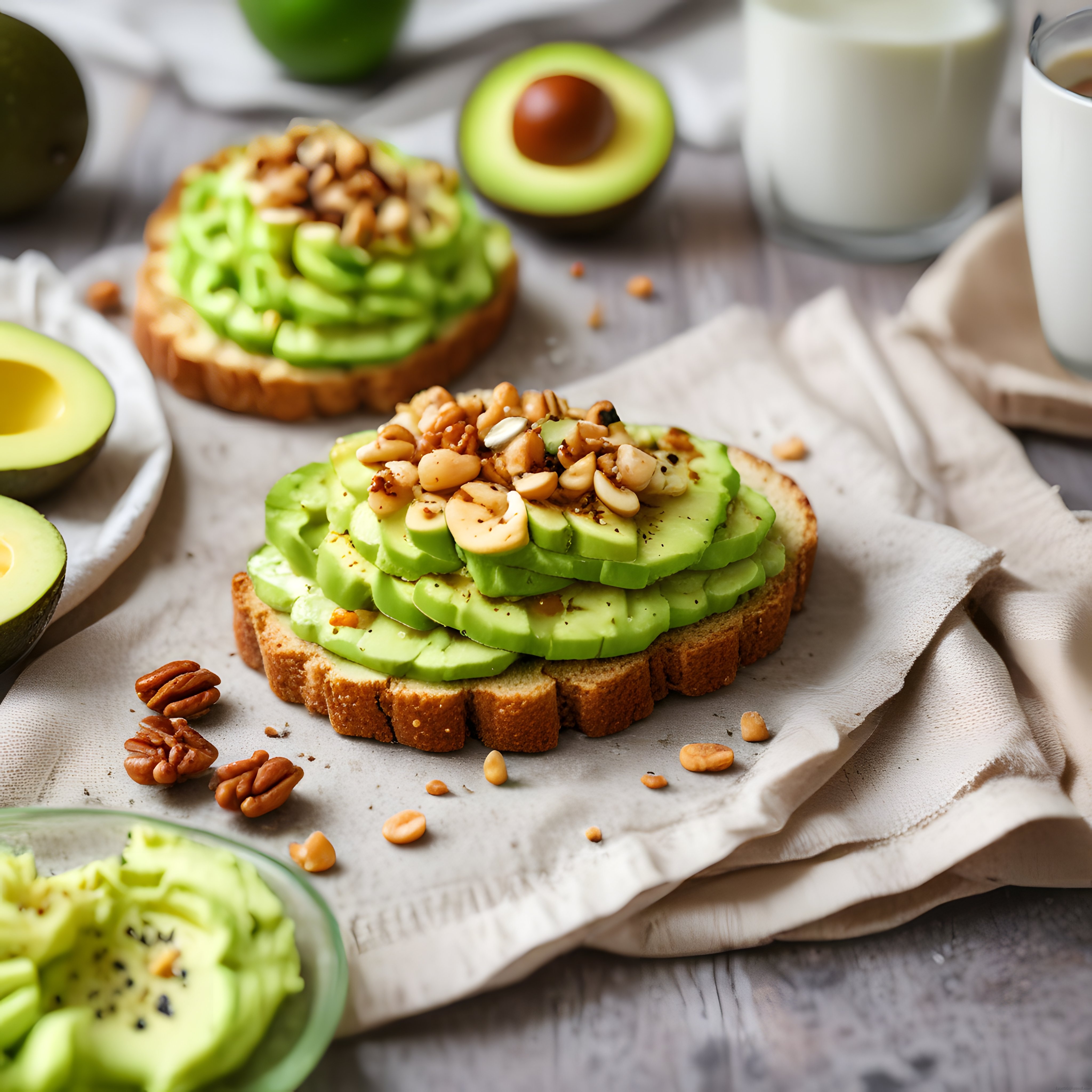 Avokadolu cevizli tost ile sağlıklı kahvaltı sunumu ve brunch önerisi