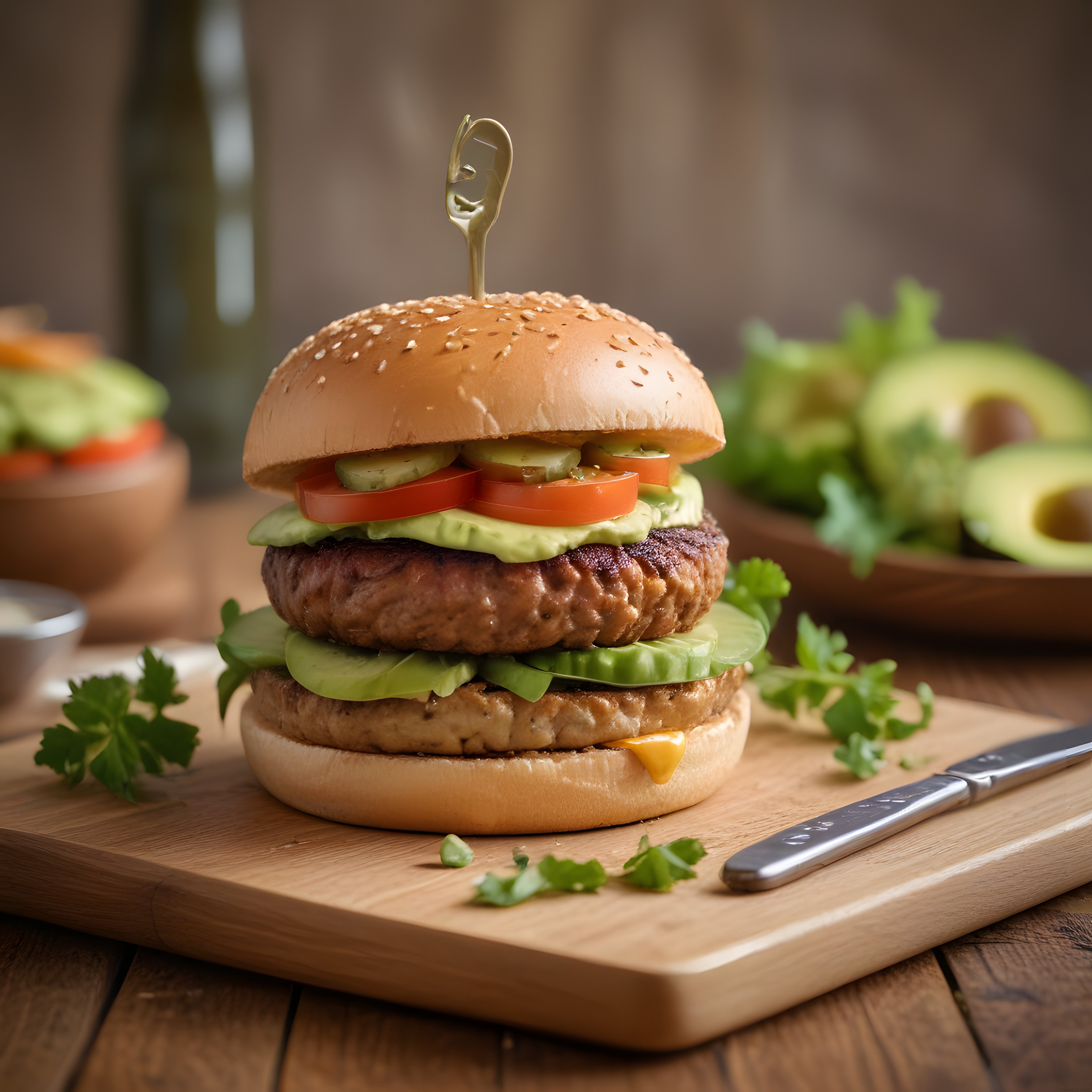 Avokadolu Çift Katlı Ev Yapımı Burger Tarifi: Sağlıklı ve Doyurucu