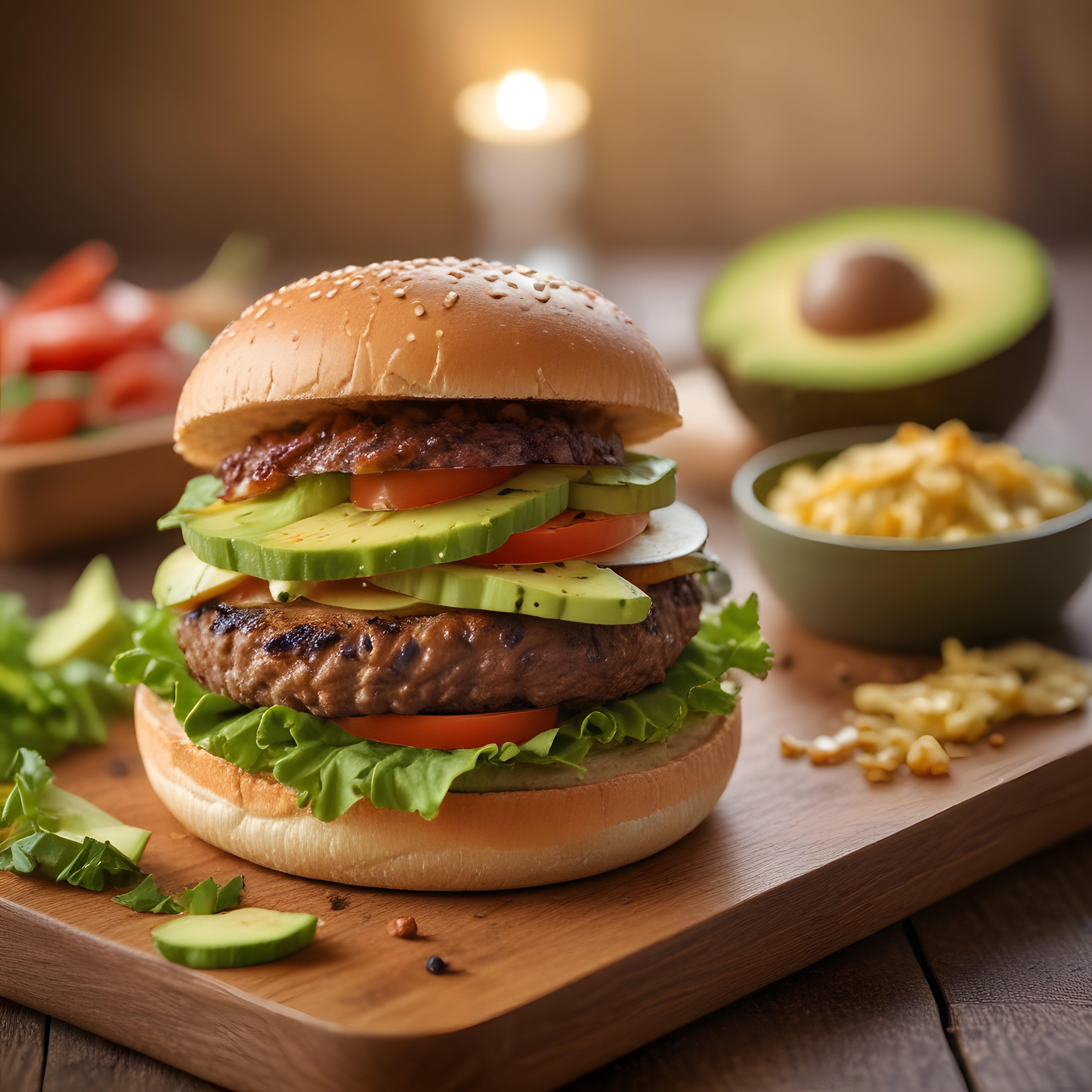 Avokadolu Çift Katlı Hamburger: Ev Yapımı Nefis Lezzet ve Sıcak Sunum