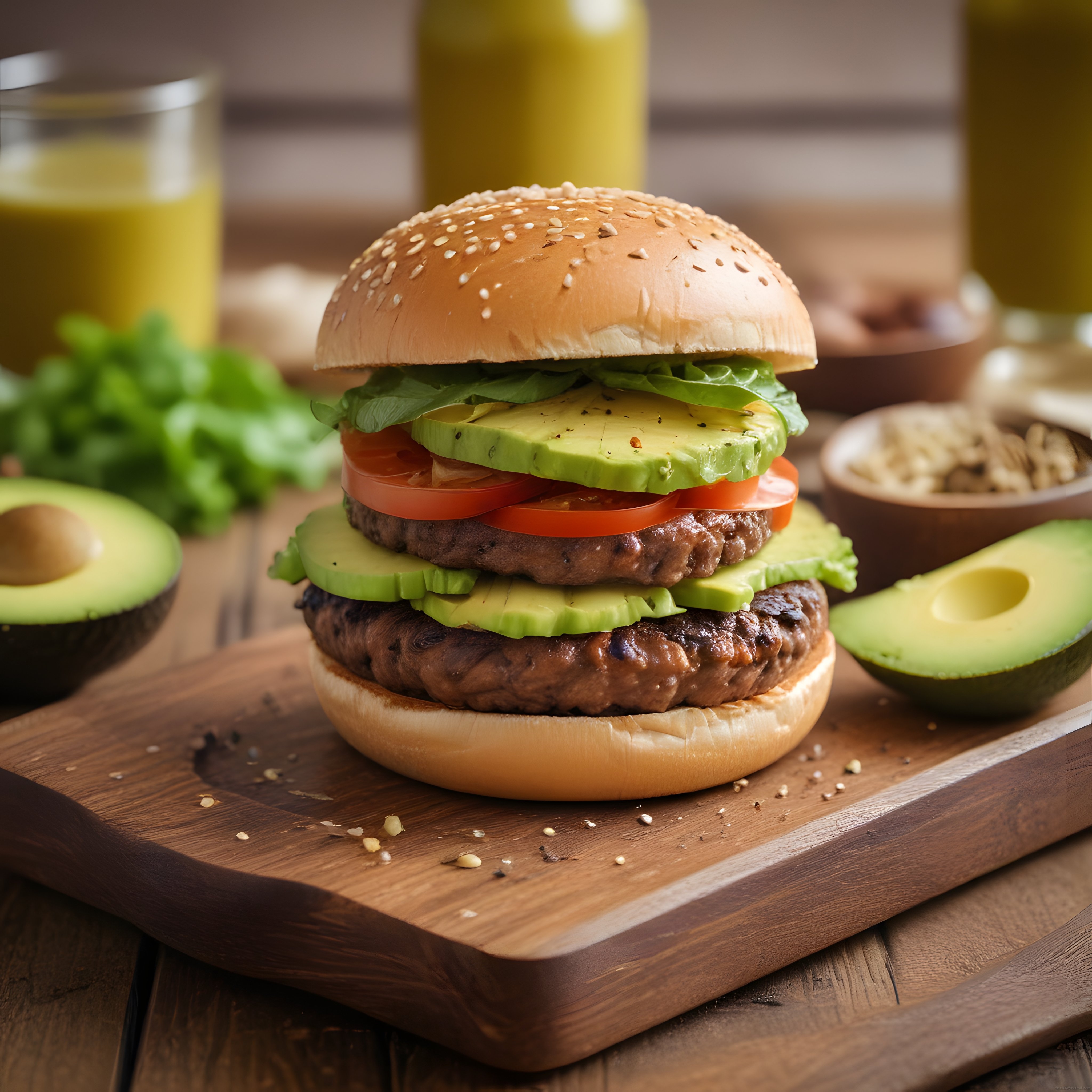 Avokadolu Çift Katlı Hamburger: Taze Malzemelerle Ev Yapımı Lezzet Şöleni
