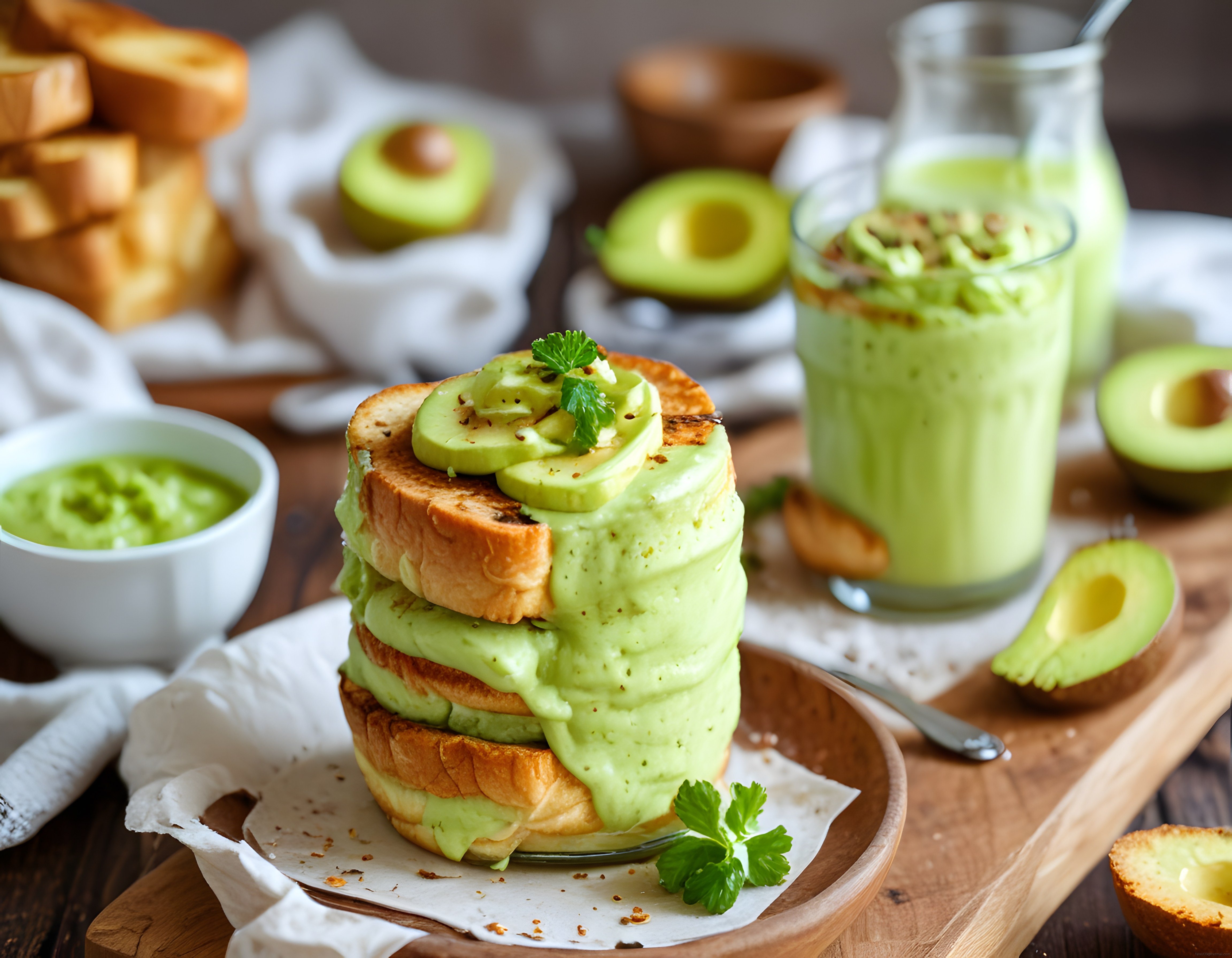 Avokadolu Çıtır Tost ve Yeşil Smoothie ile Lezzetli Kahvaltı Masası