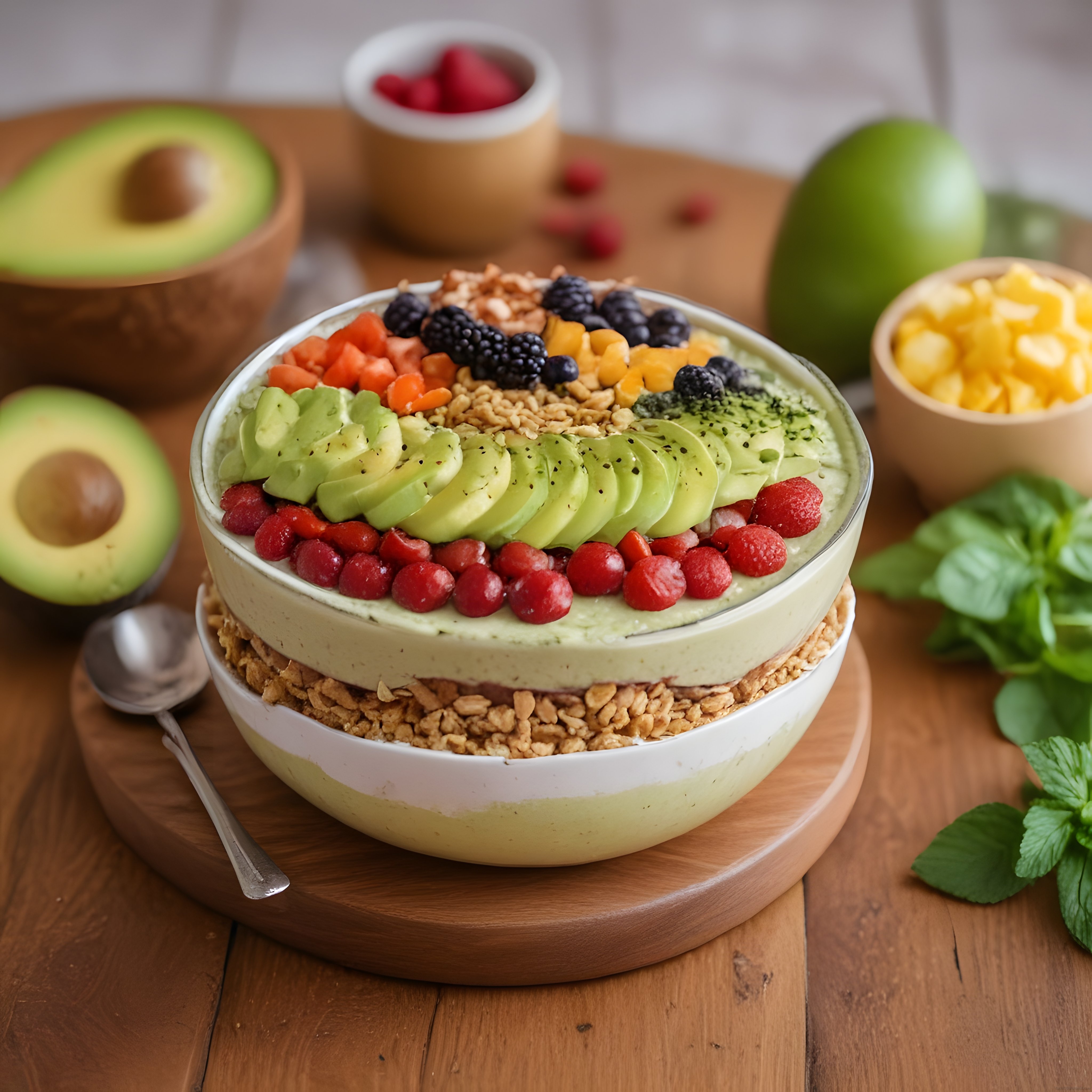 Avokadolu Enerji Kasesi: Böğürtlen, Mango ve Granola ile Sağlıklı Smoothie Bowl Tarifi