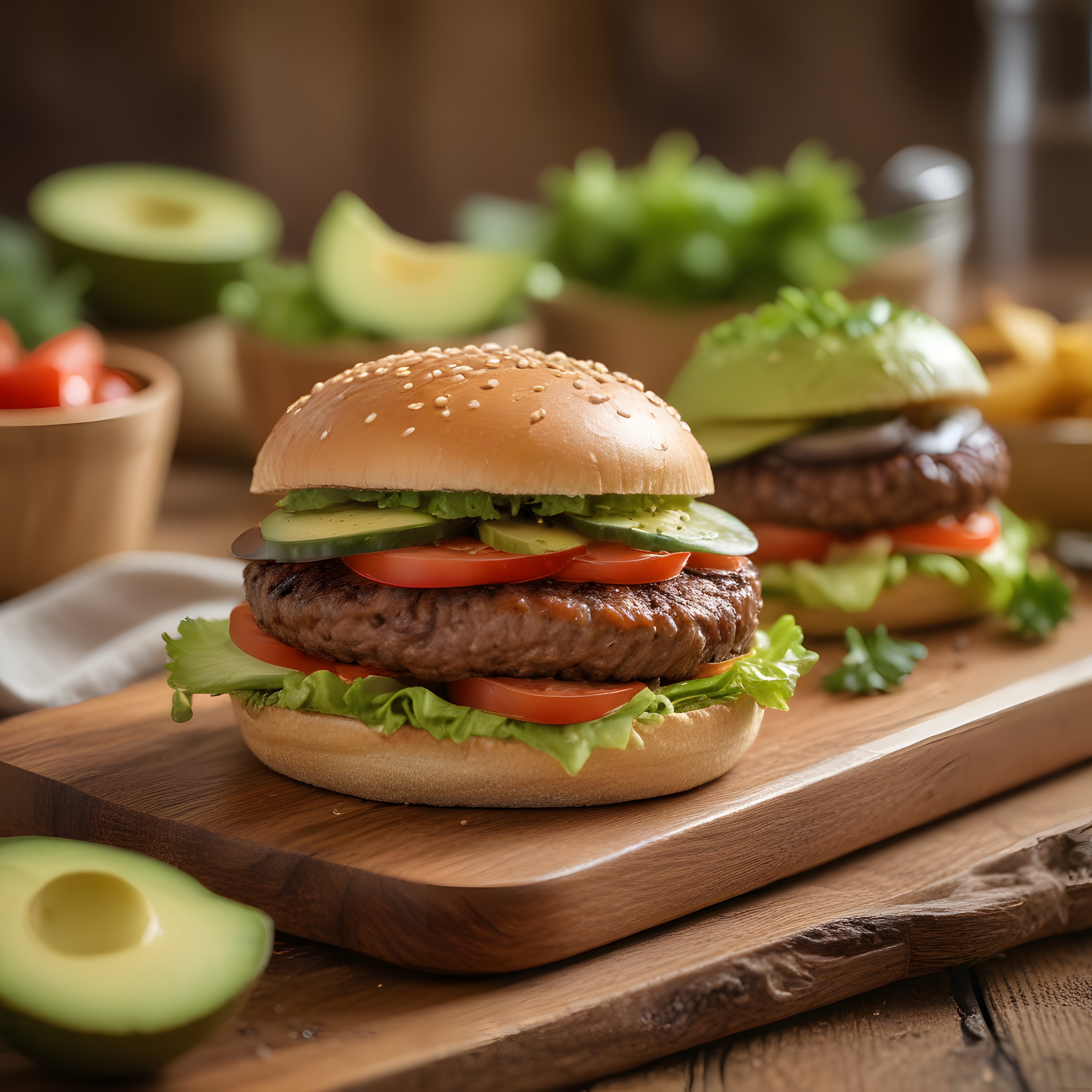 Avokadolu Ev Yapımı Gourmet Burger Tarifi: Sulu Köfte ve Taze Sebzelerle Sunum