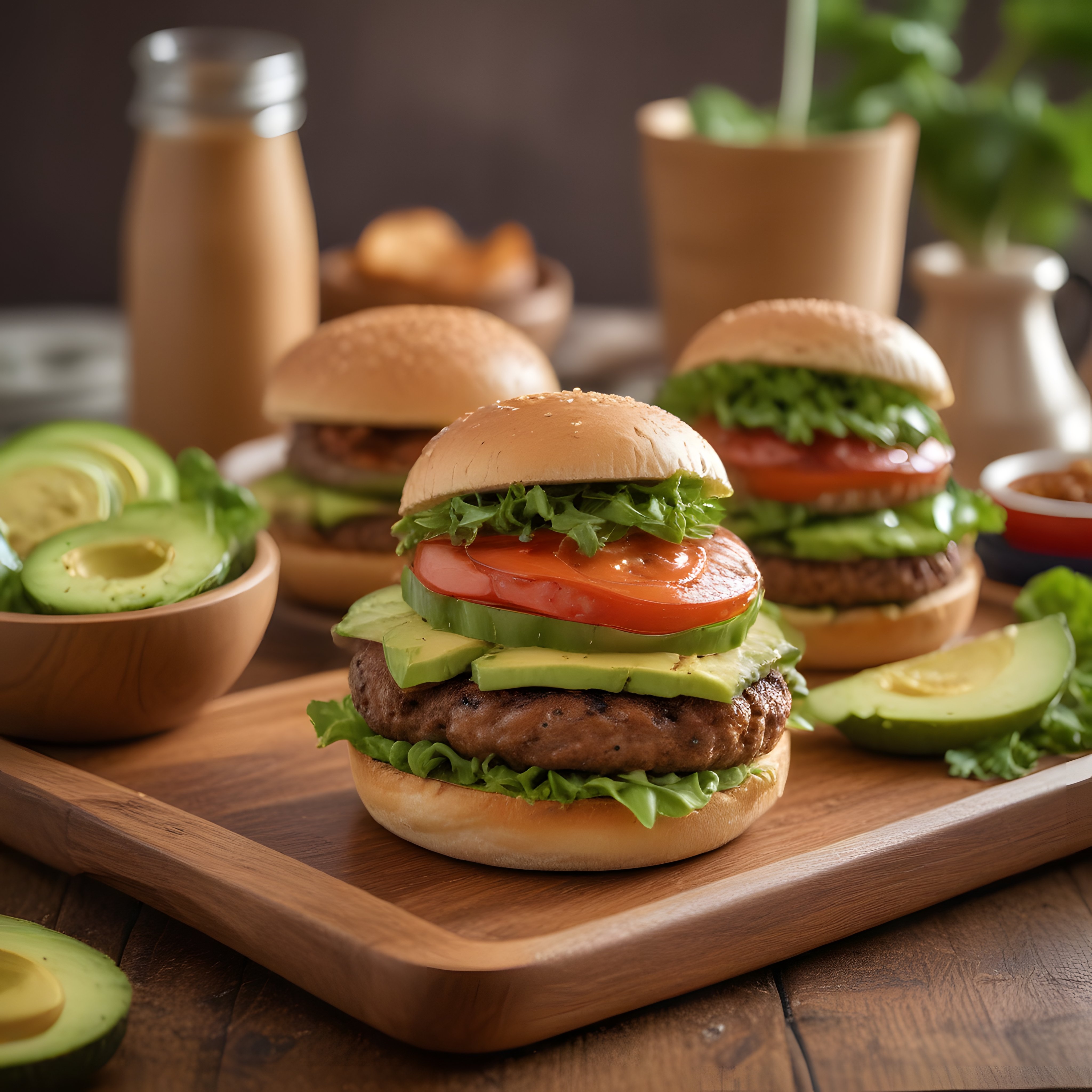 Avokadolu Izgara Burger: Ev Yapımı Lezzetli Gourmet Hamburger Sunumu