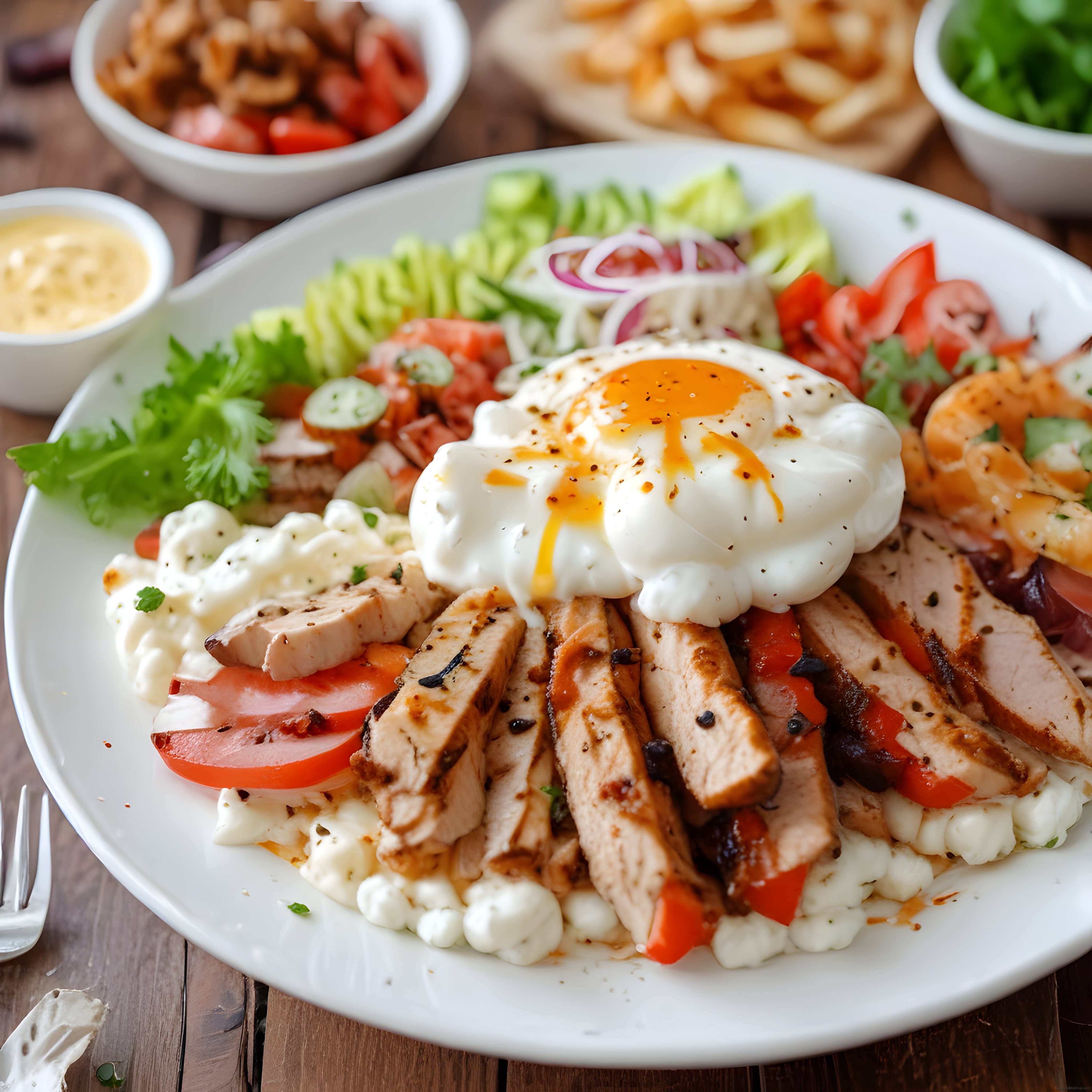 Avokadolu Izgara Tavuk Kasesi ve Akışkan Yumurtalı Sağlıklı Brunch
