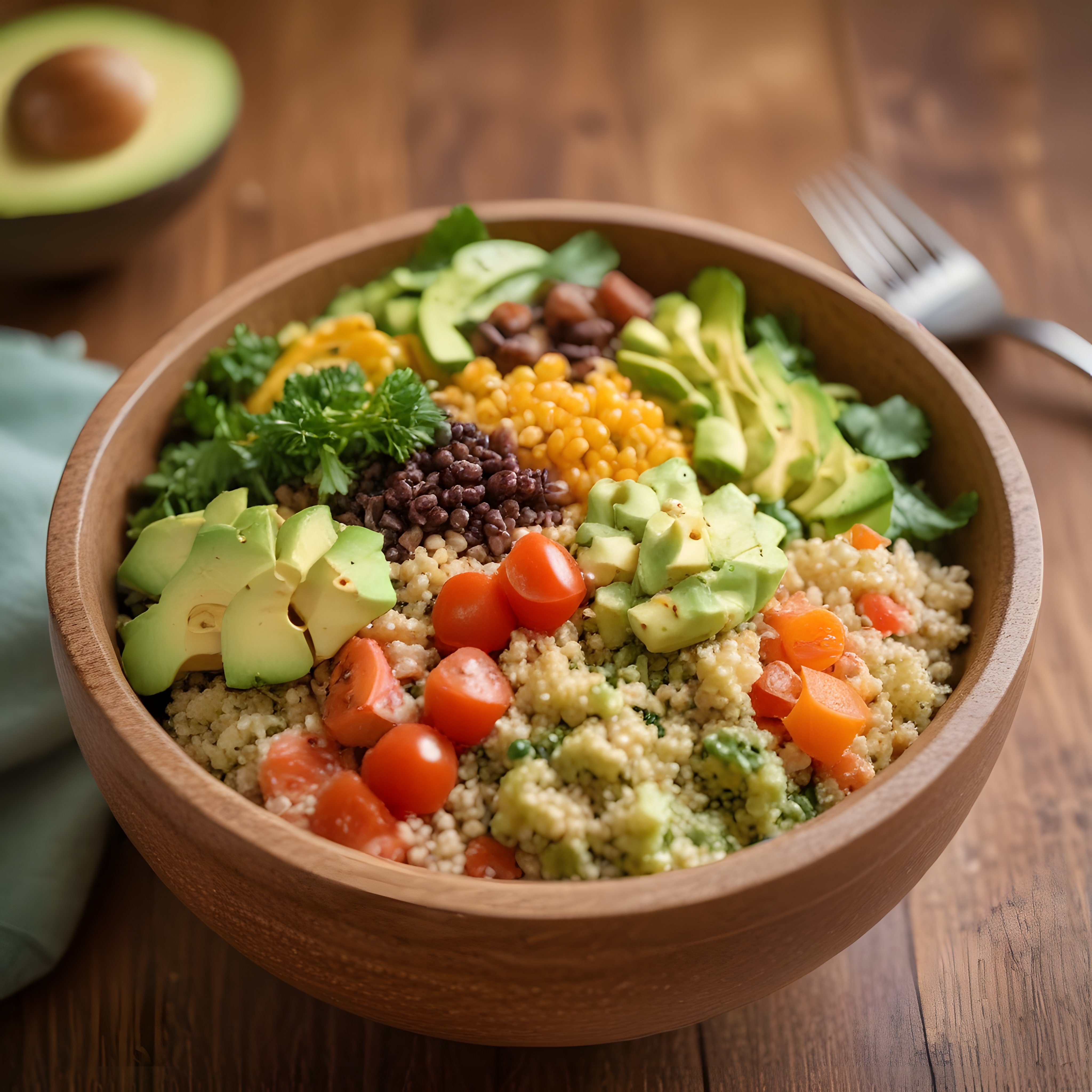 Avokadolu Kinoa Kasesi: Renkli ve Besleyici Sağlıklı Vegan Buddha Bowl