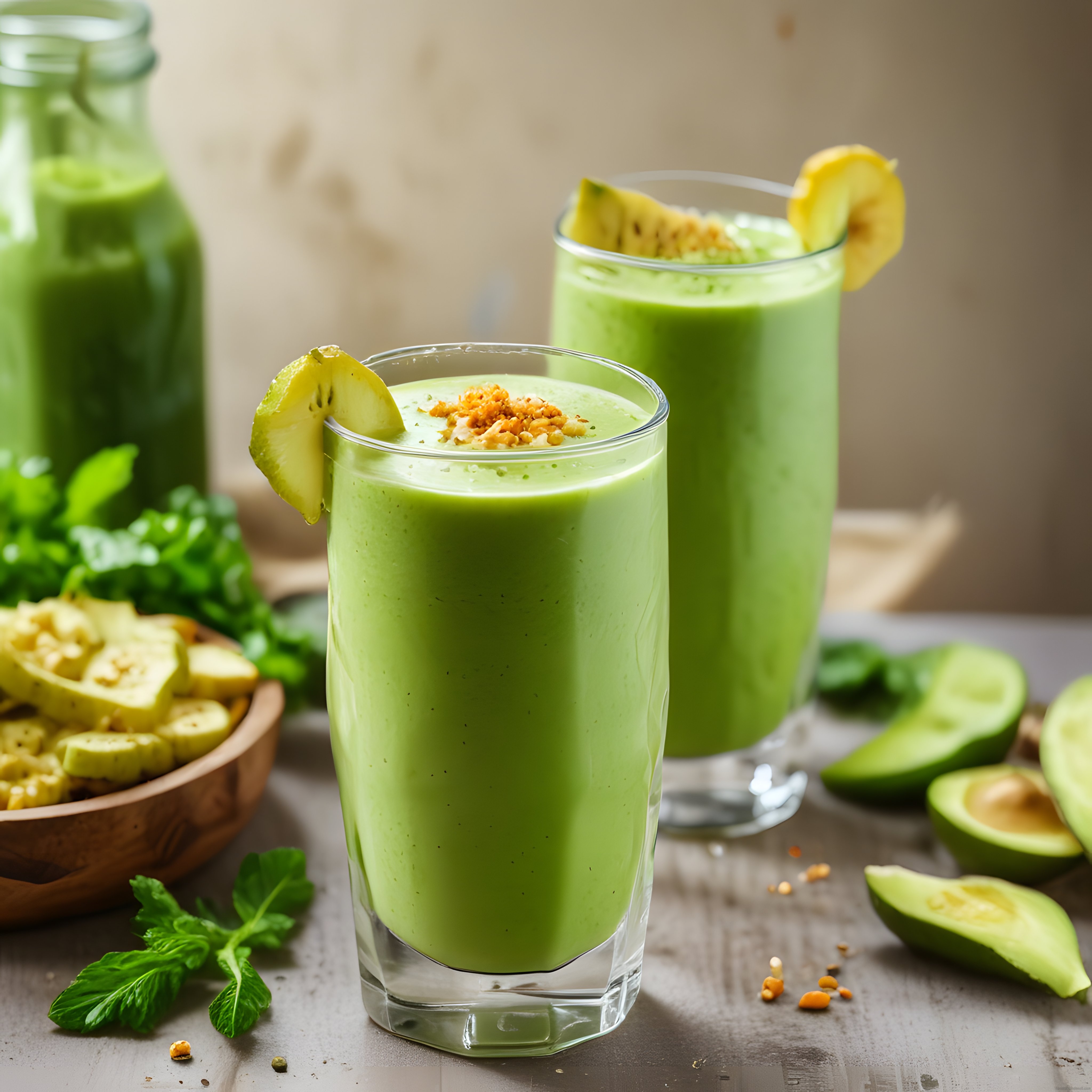 Avokadolu Kivili Ev Yapımı Yeşil Smoothie Tarifi ve Sunum Önerisi