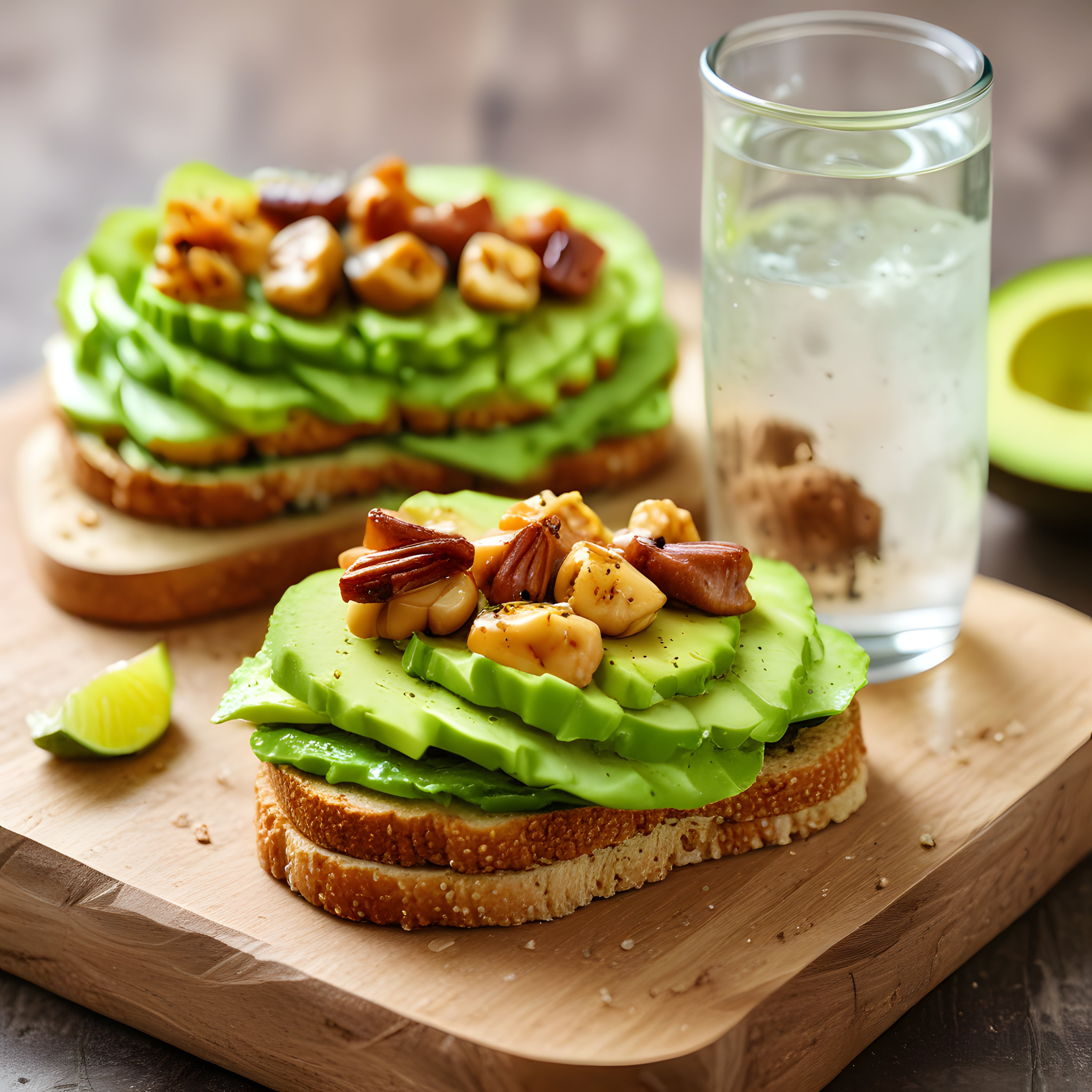 Avokadolu Kuruyemişli Tost ve Limonlu Su ile Hafif Kahvaltı Masası