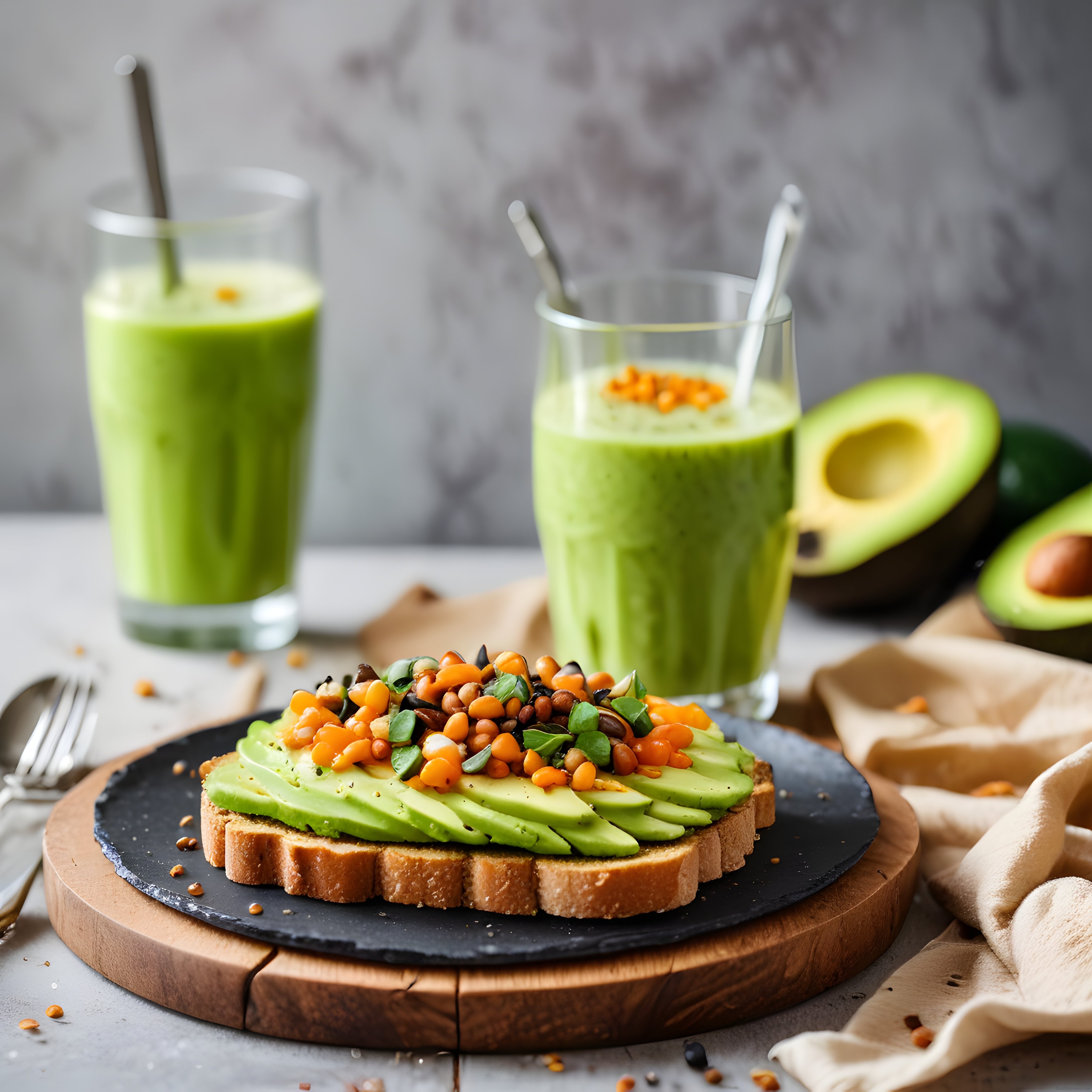 Avokadolu Mercimekli Tost ve Yeşil Smoothie ile Sağlıklı Kahvaltı Önerisi