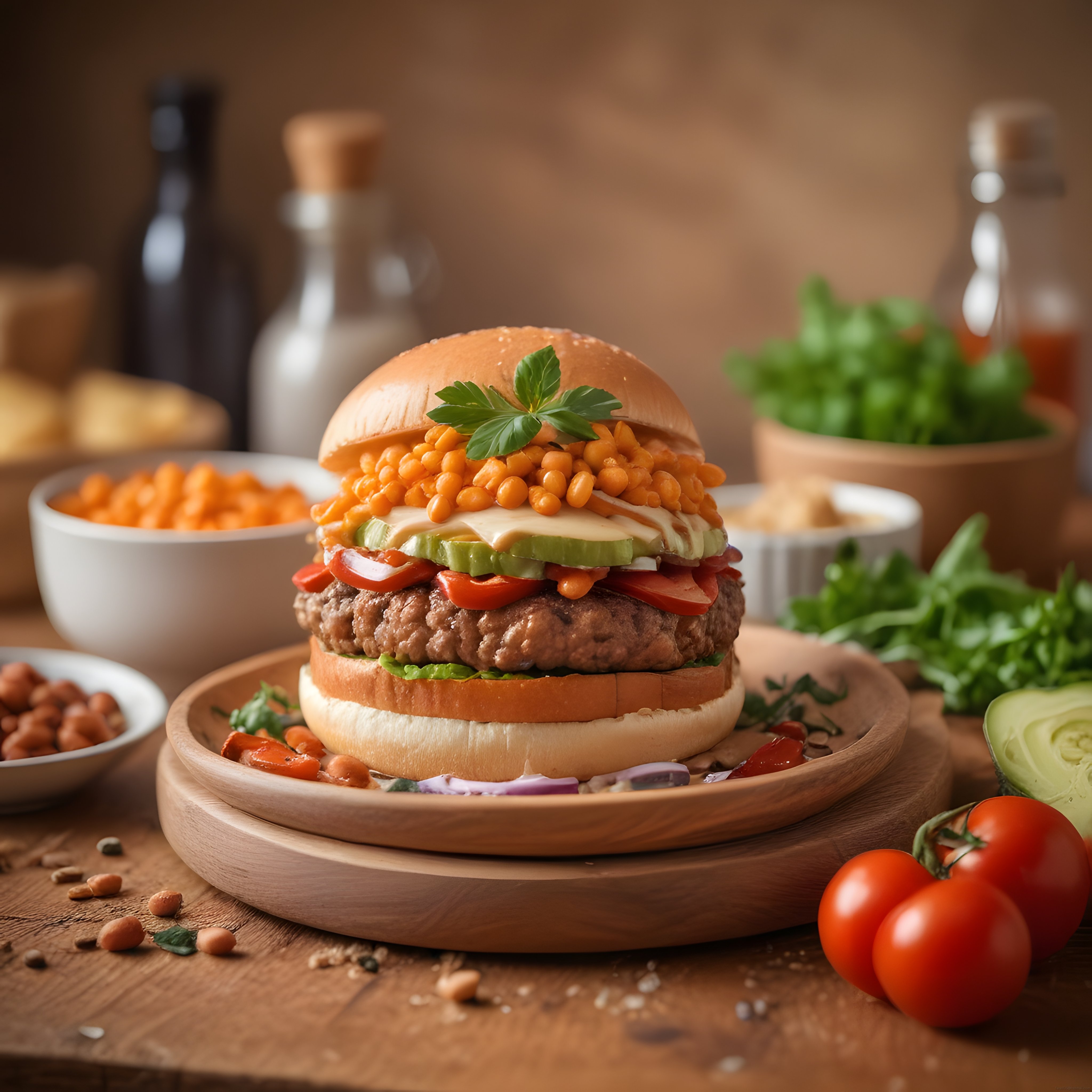 Avokadolu Nohutlu Ev Yapımı Hamburger: Gurme Burger Tarifi ve Sunum