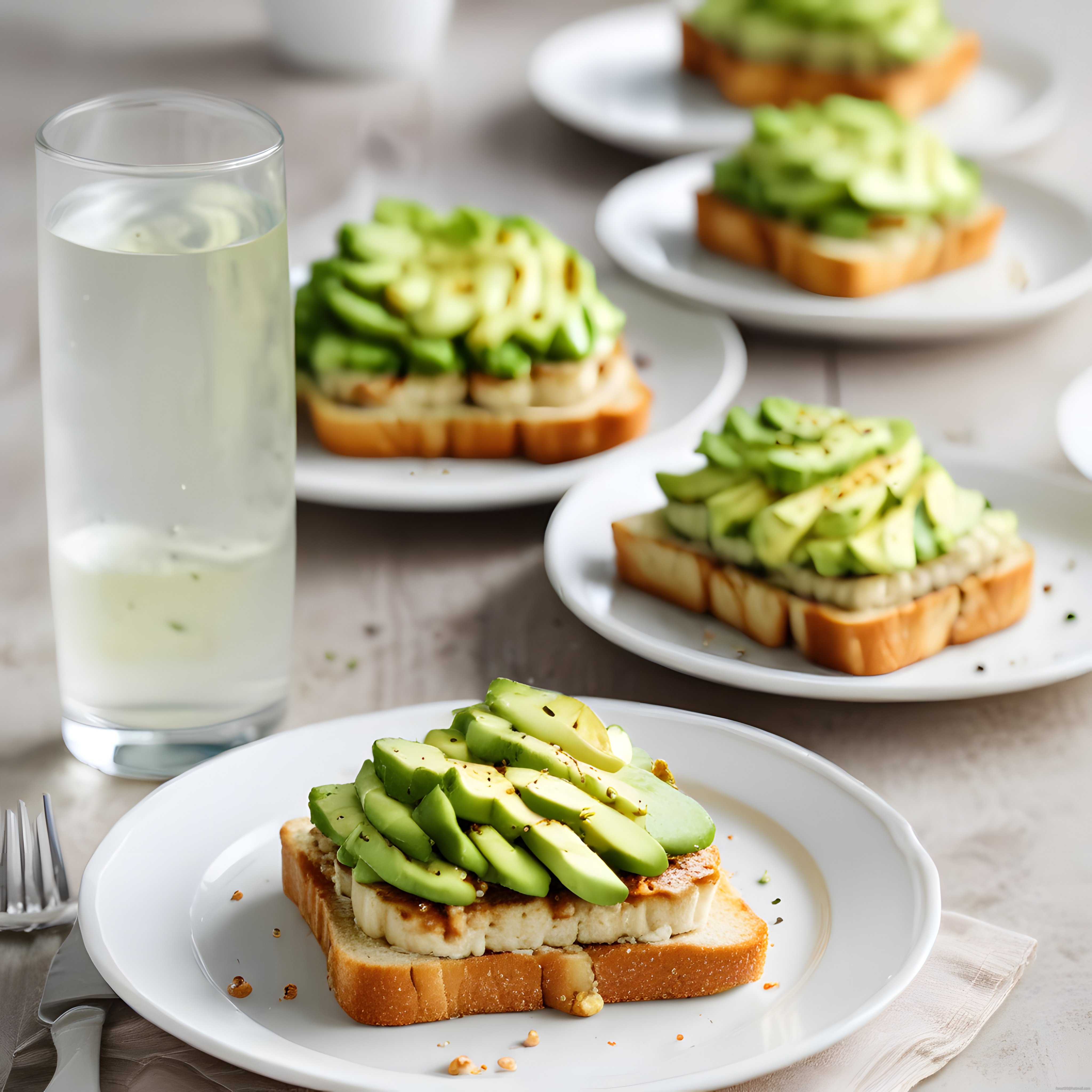 Avokadolu Tost ve Limonlu Su ile Yapılan Sağlıklı Kahvaltı Masası