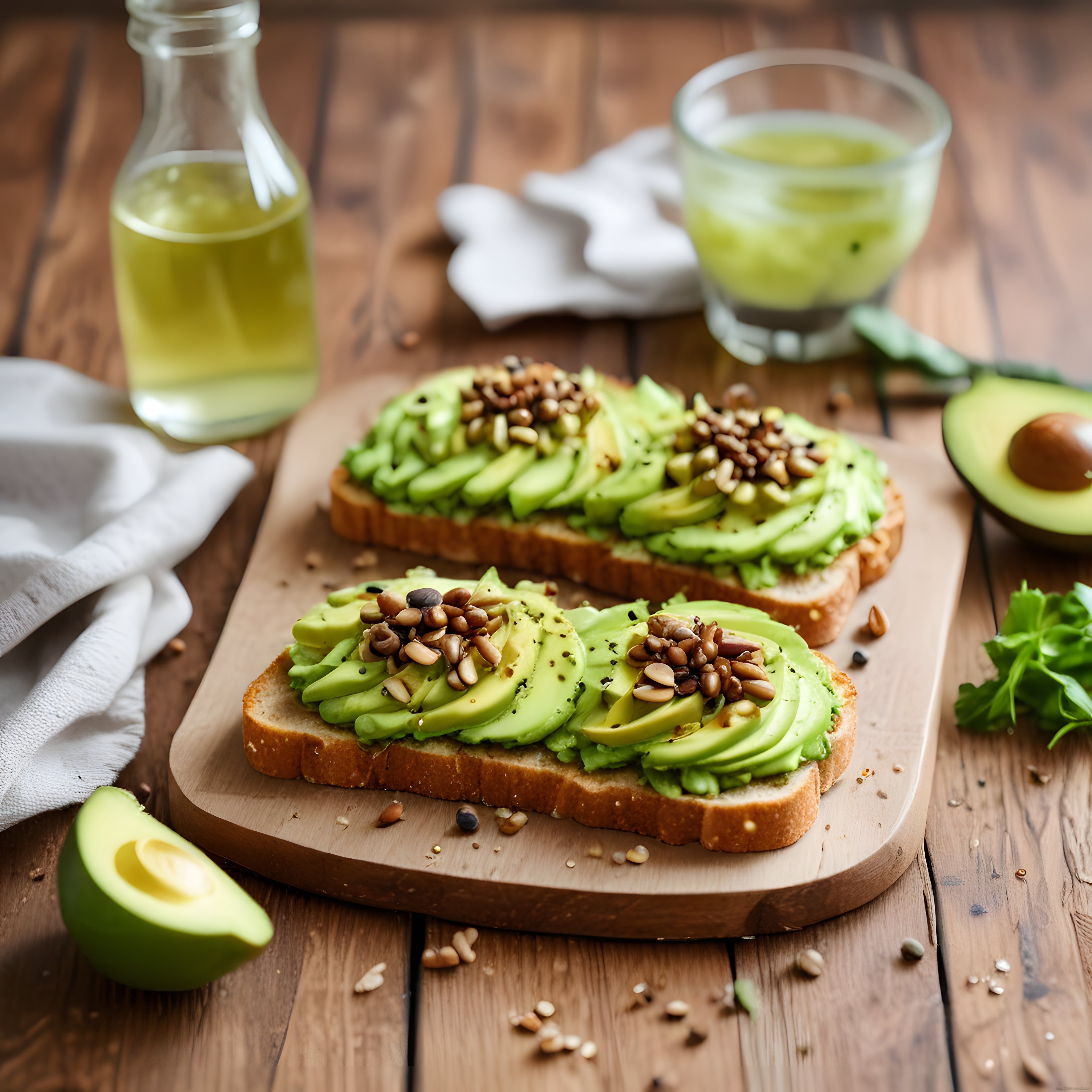 Avokadolu Tost ve Yeşil Smoothie ile Sağlıklı ve Lezzetli Kahvaltı Sunumu