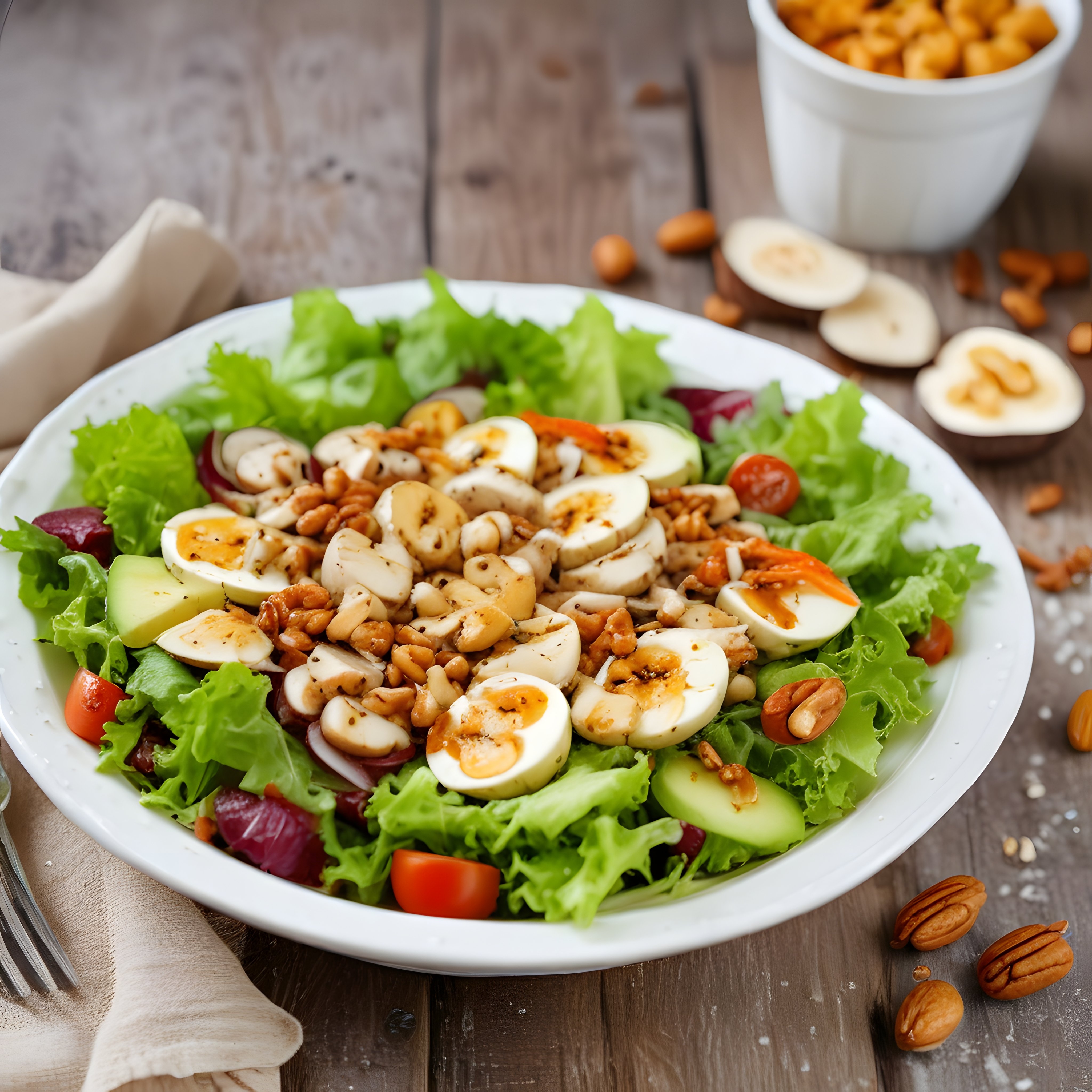 Avokadolu ve Haşlanmış Yumurtalı Taze Salata Kasesi ile Sağlıklı Beslenme