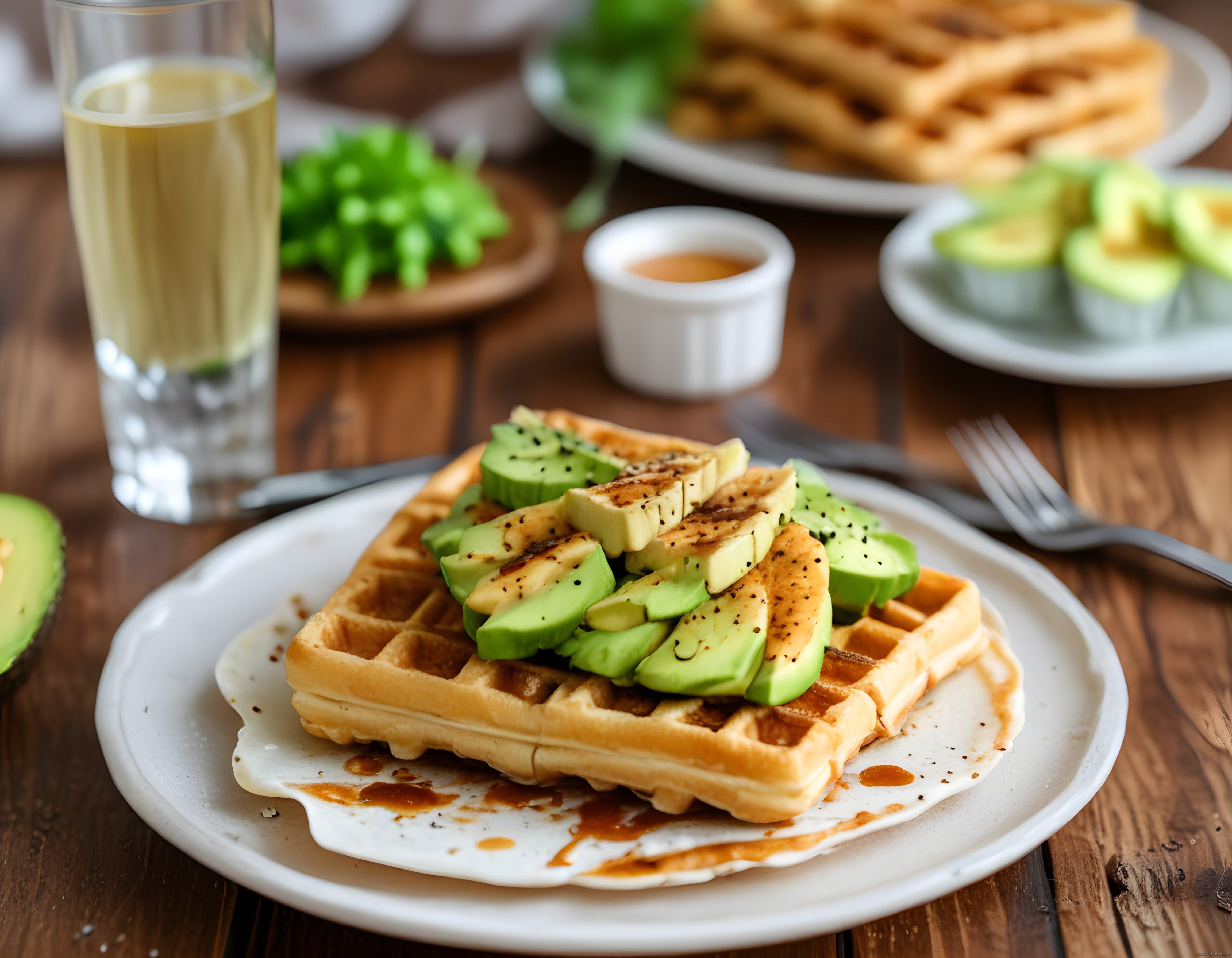 Avokadolu ve Izgara Peynirli Waffle Eşliğinde Nefis Bir Kahvaltı Sofrası