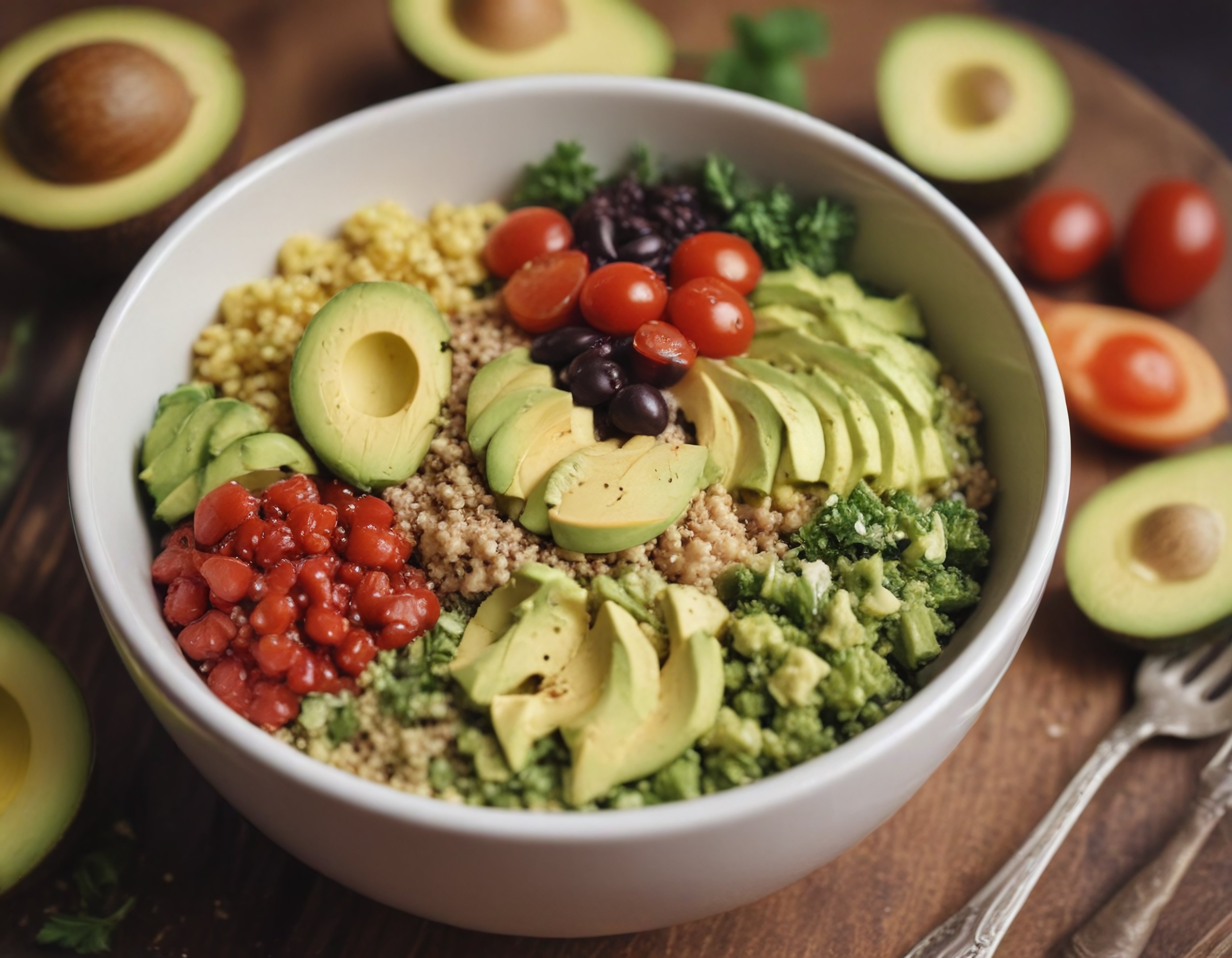 Avokadolu ve Kinoalı Renkli Vegan Buddha Kasesi Tarifi ve Sunum Önerileri