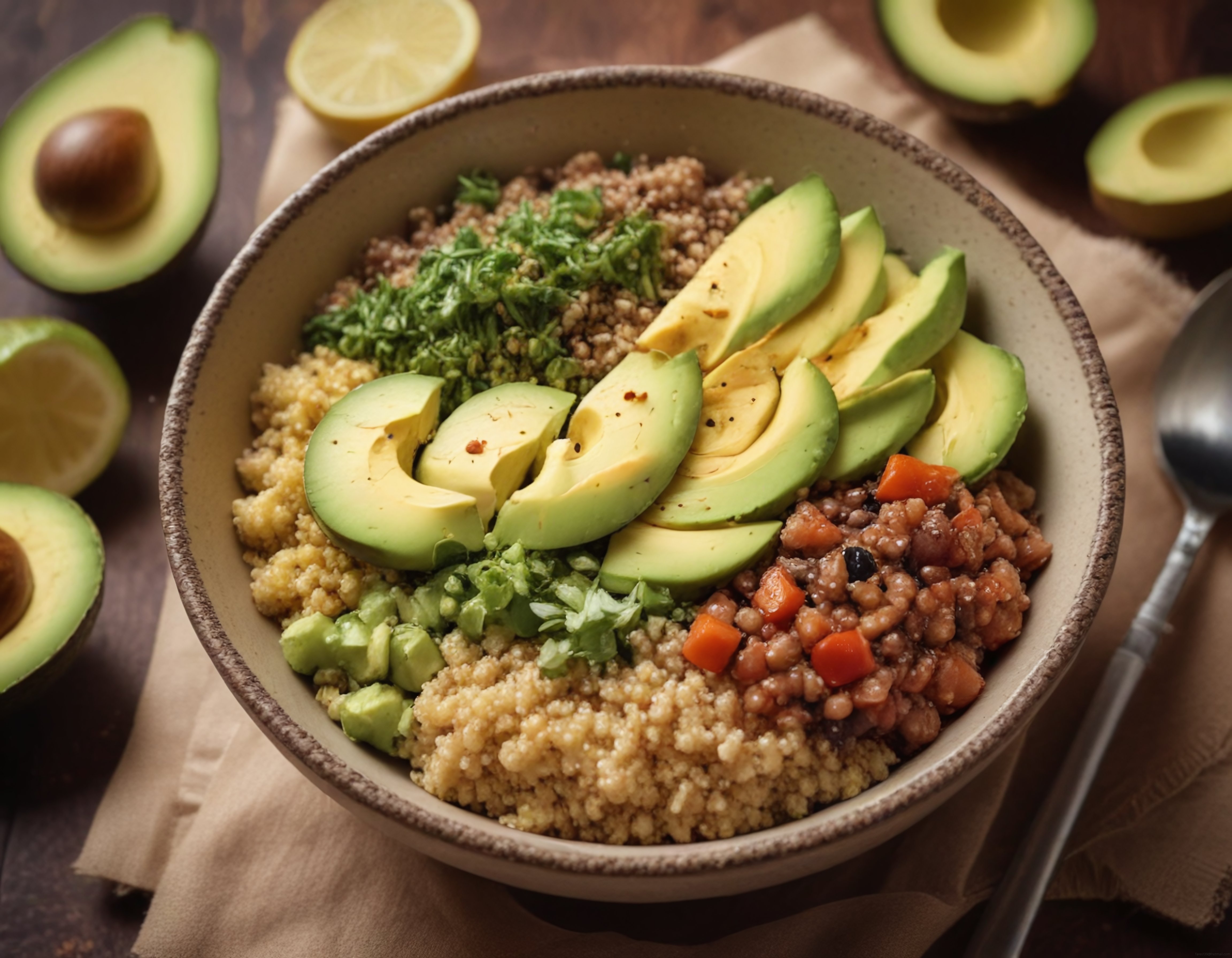Avokadolu ve Kinoalı Vegan Protein Kasesi: Besleyici ve Lezzetli