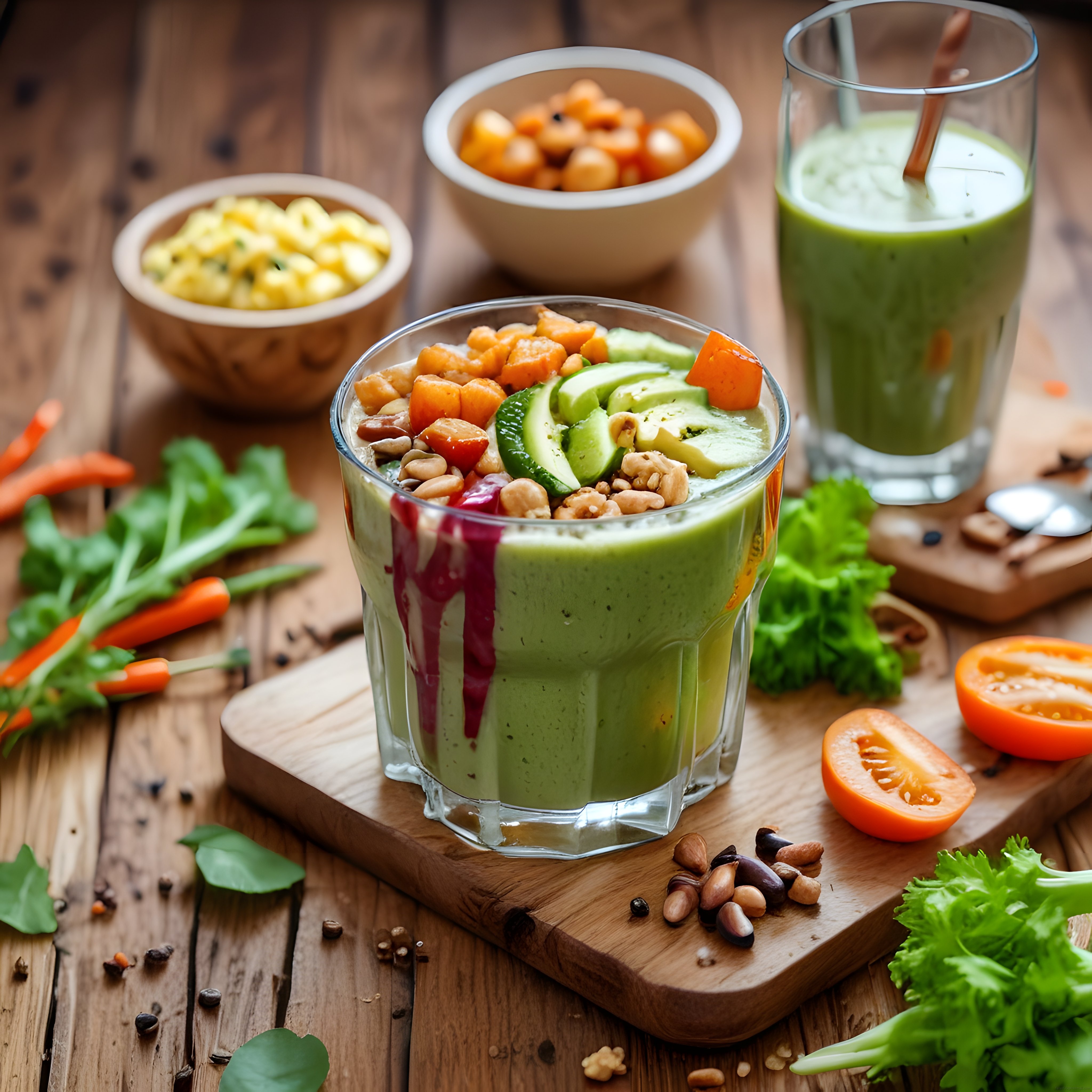 Avokadolu ve Nohutlu Yeşil Smoothie Kasesi: Sağlıklı Vegan Kahvaltı