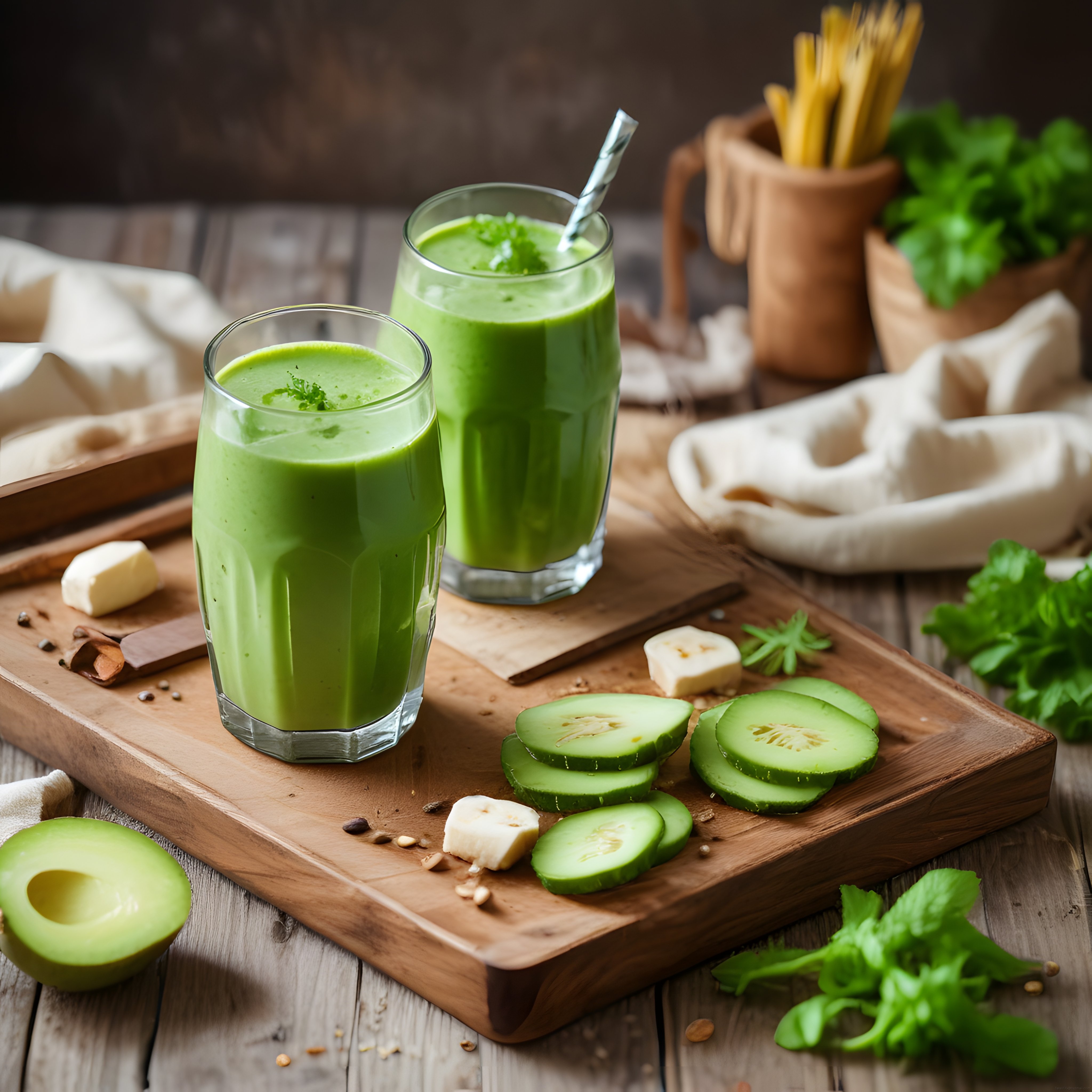 Avokadolu ve Salatalıklı Ferahlatıcı Yeşil Smoothie Tarifi ve Sunum Önerisi