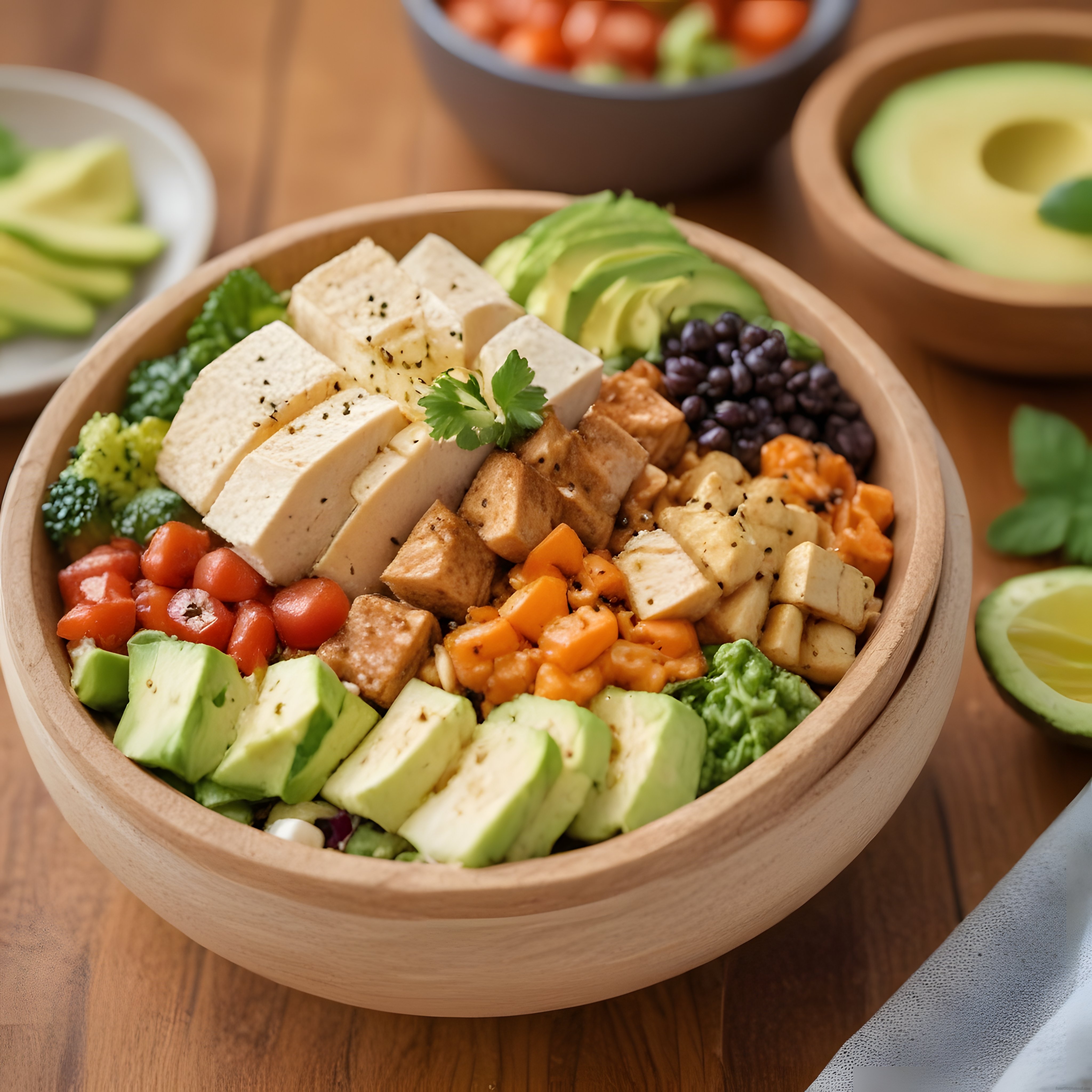 Avokadolu ve Tofulu Renkli Vegan Buddha Bowl: Besleyici Bitkisel Öğün