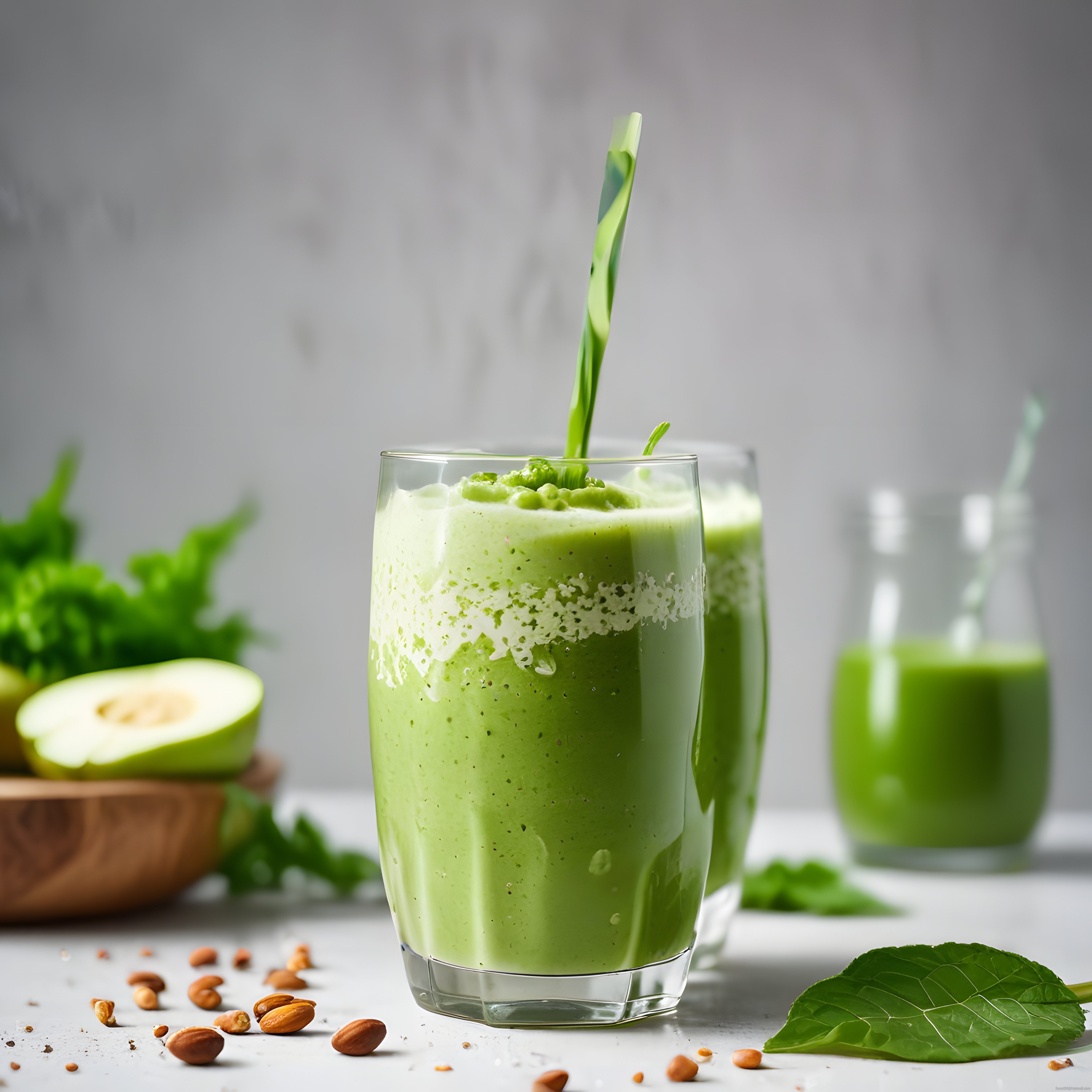 Avokadolu ve Yeşillikli Sağlıklı Yeşil Smoothie Tarifi ve Sunumu
