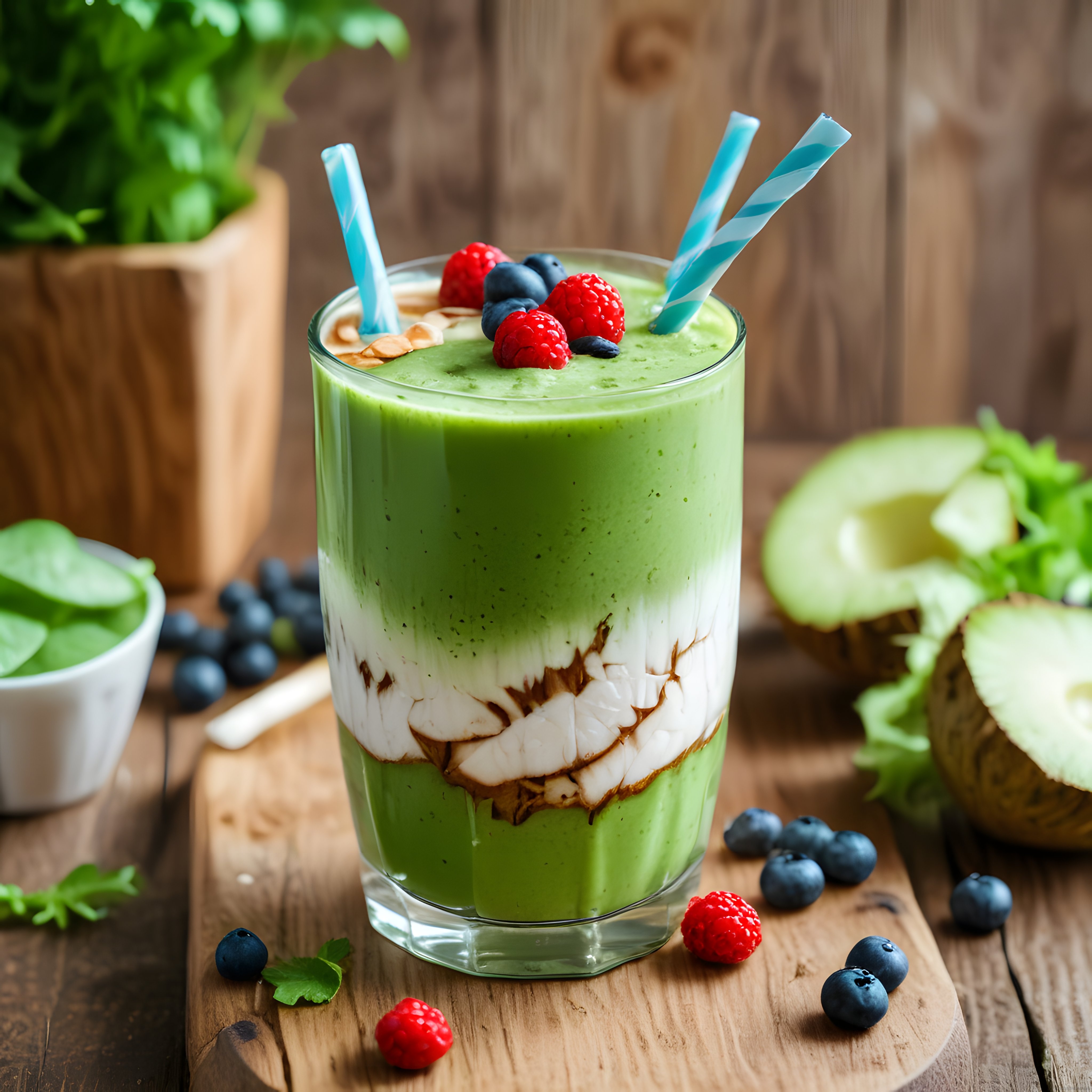 Avokadolu Yeşil Smoothie: Ahududu ve Yaban Mersinli Sağlıklı İçecek
