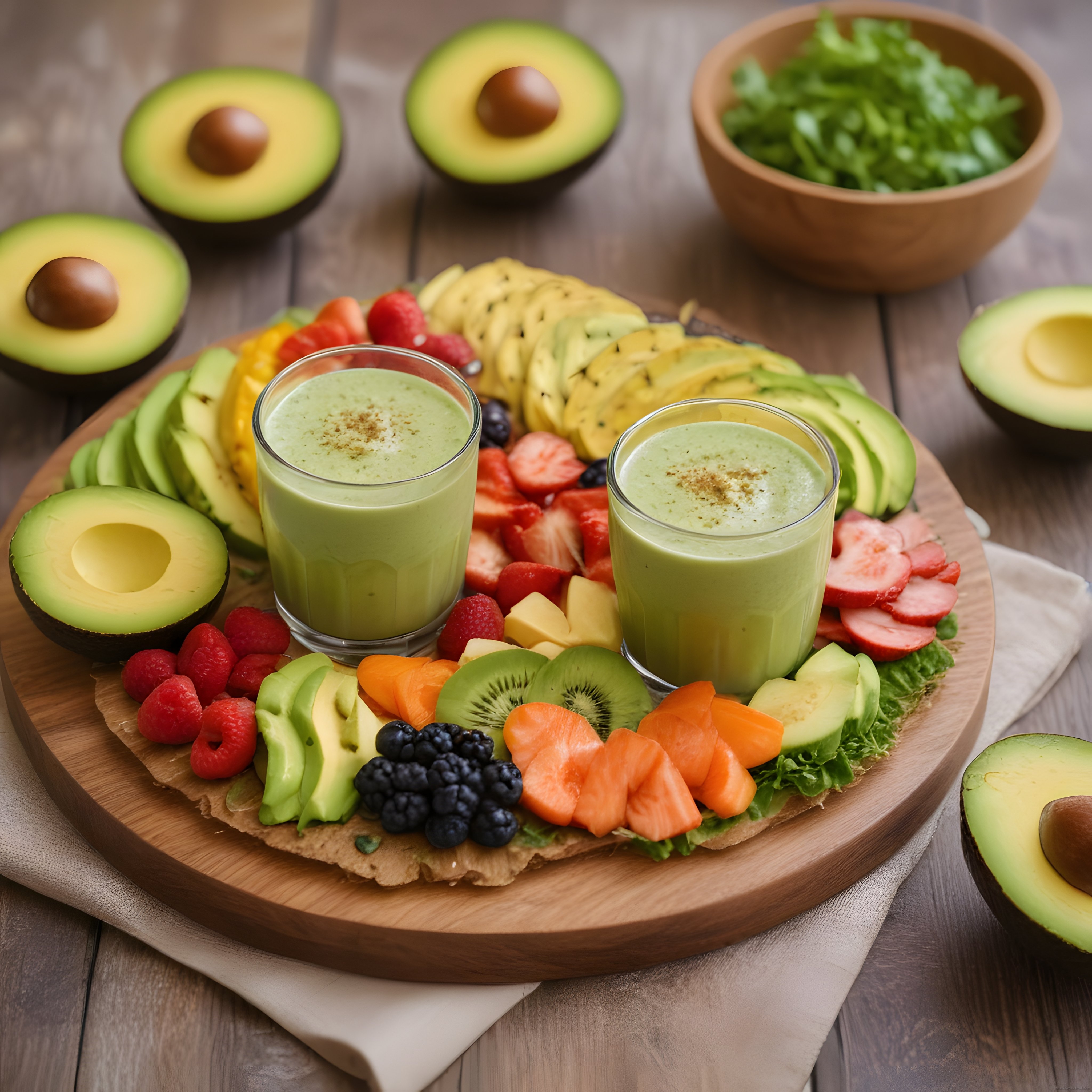 Avokadolu Yeşil Smoothie ve Tropikal Meyvelerle Sağlıklı Sunum