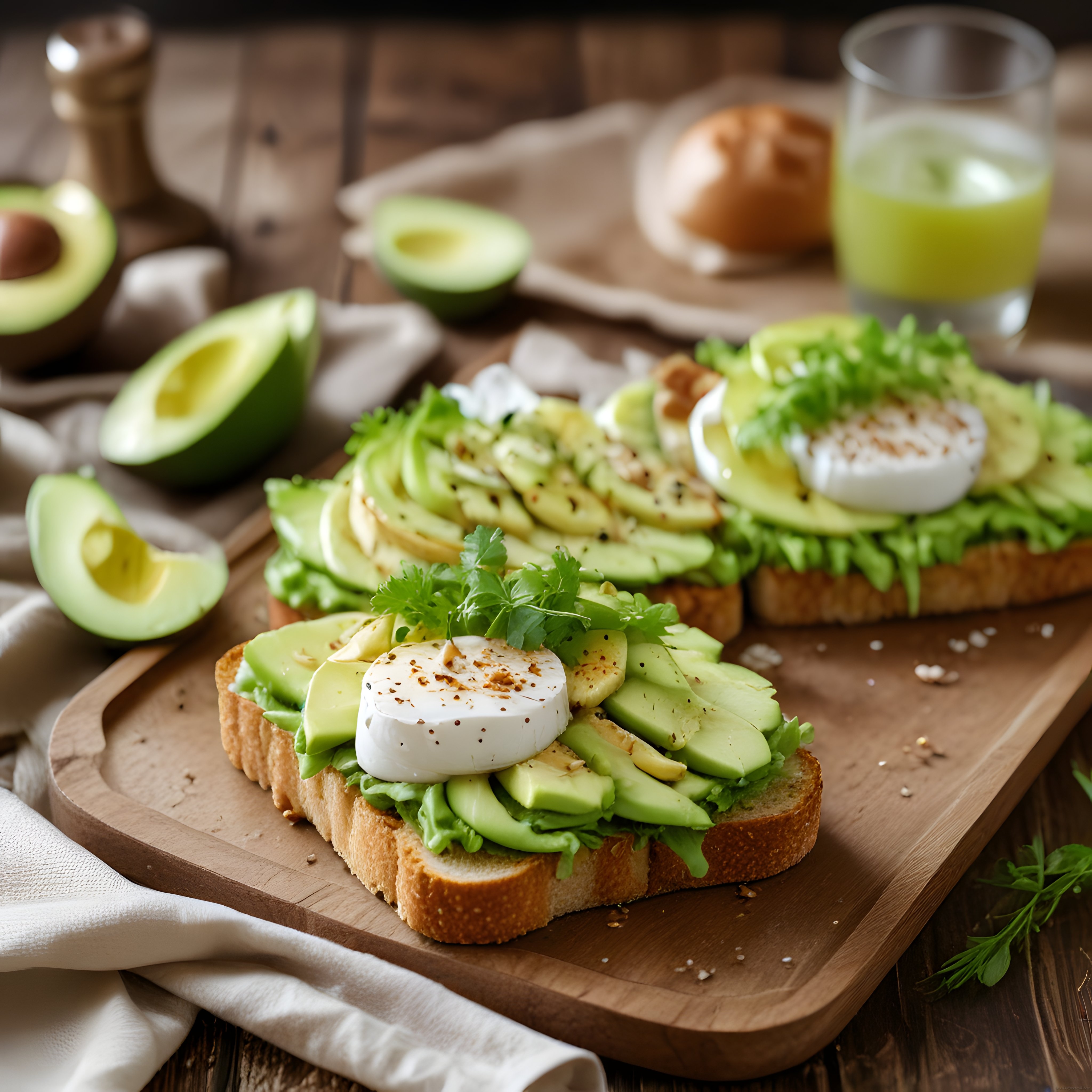 Avokadolu Yumurtalı Ekmek Üzeri ile Ev Yapımı Rustik Kahvaltı Tabağı
