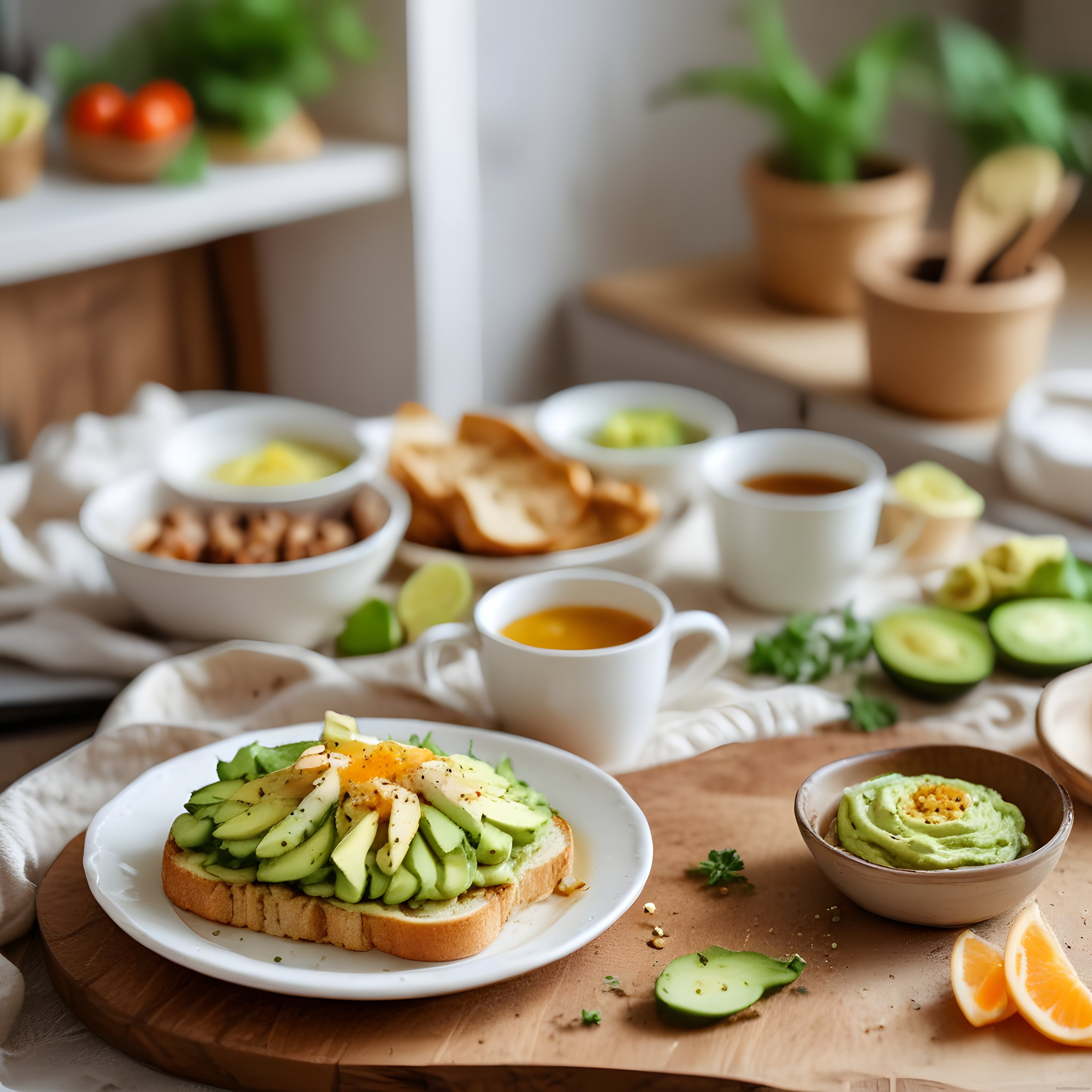 Avokadolu Yumurtalı Ekmek ve Sıcak Çay ile Huzurlu Ev Kahvaltısı Masası