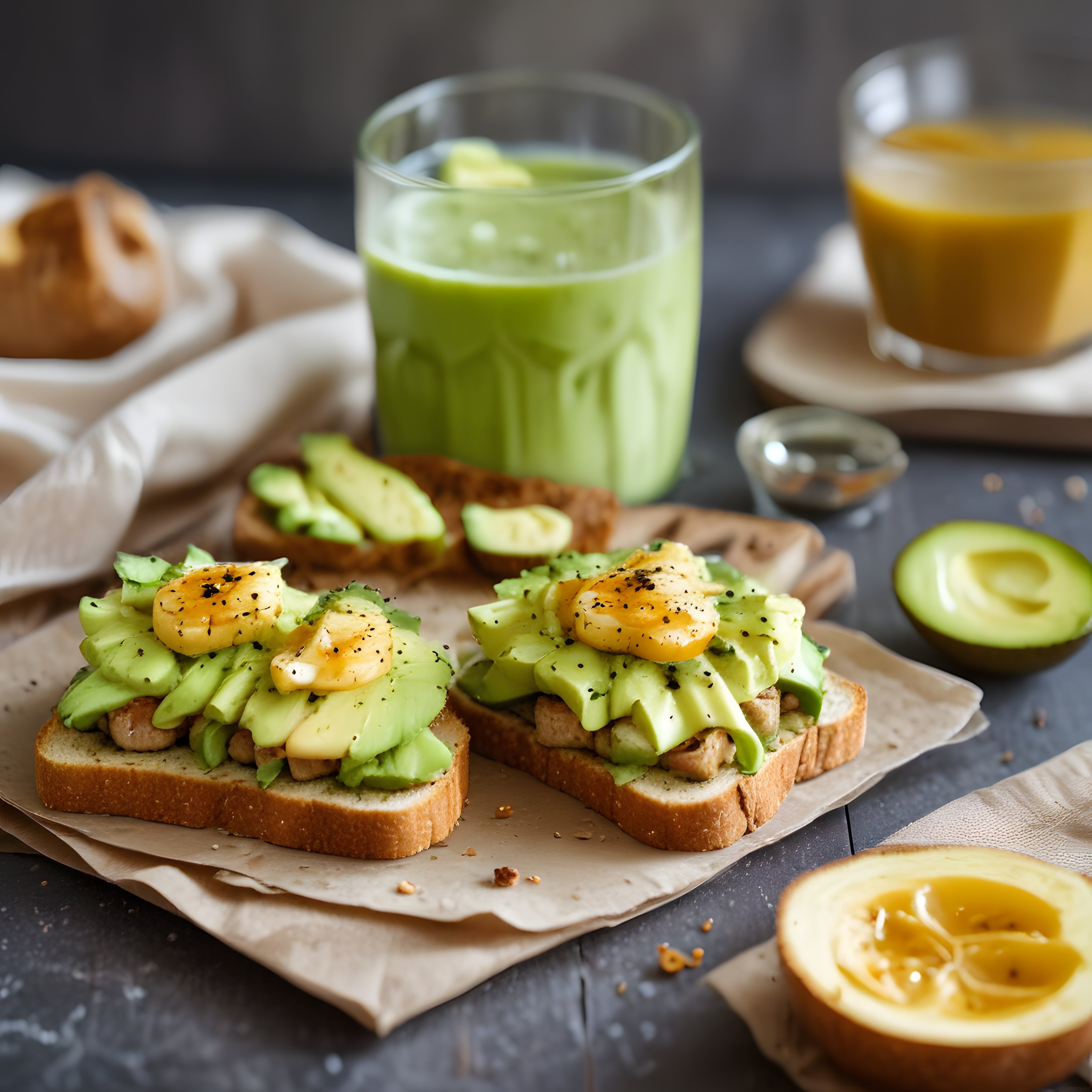 Avokadolu Yumurtalı Ekmek ve Yeşil Smoothie ile Sağlıklı Kahvaltı