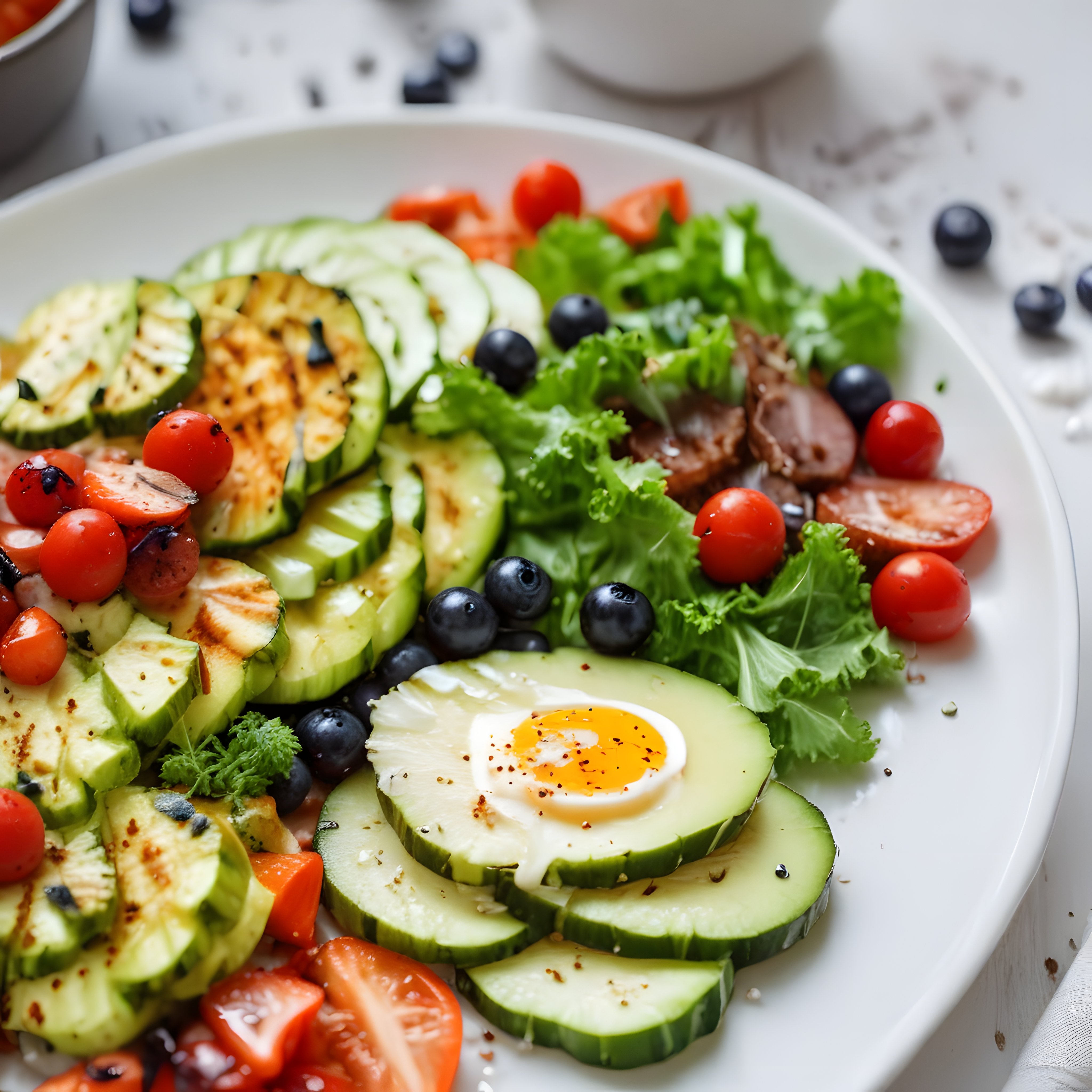 Avokadolu Yumurtalı ve Izgara Kabaklı Sağlıklı Yaz Salatası