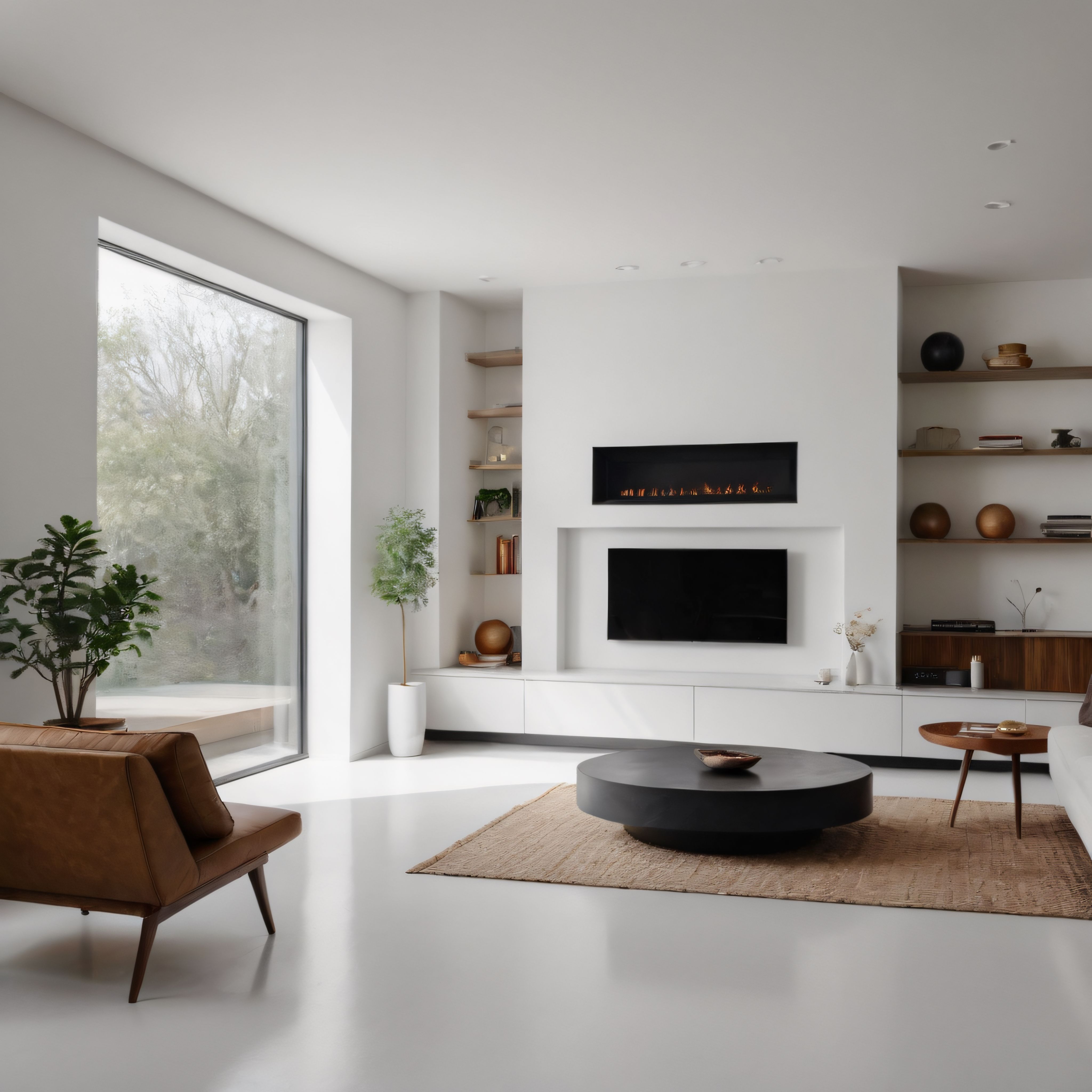 Aydınlık ve Huzurlu Bir Atmosfer Sunan Minimalist Modern Oturma Odası Tasarımı