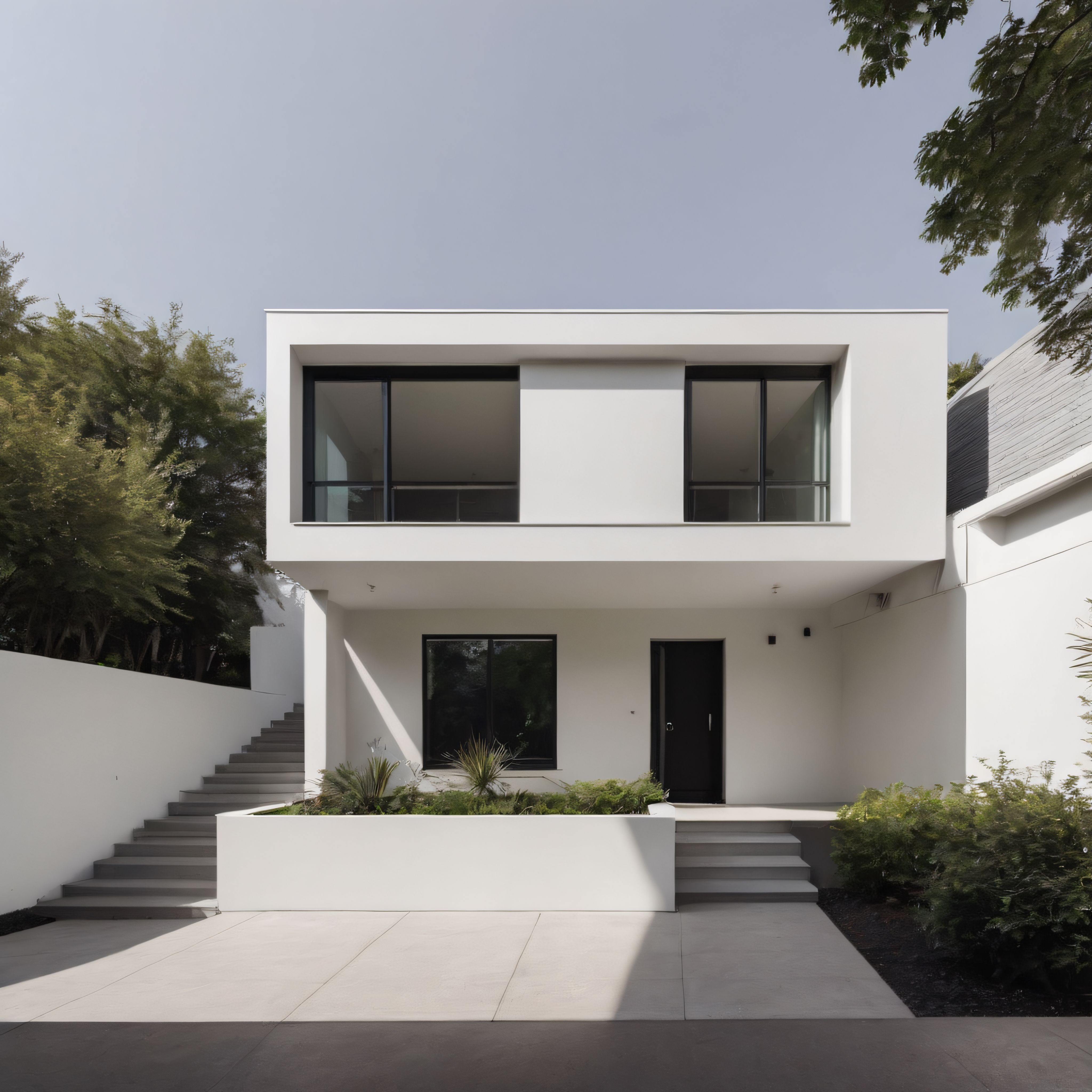 Aydınlık ve Huzurlu Bir Atmosferde Modern Minimalist Beyaz Villa Tasarımı