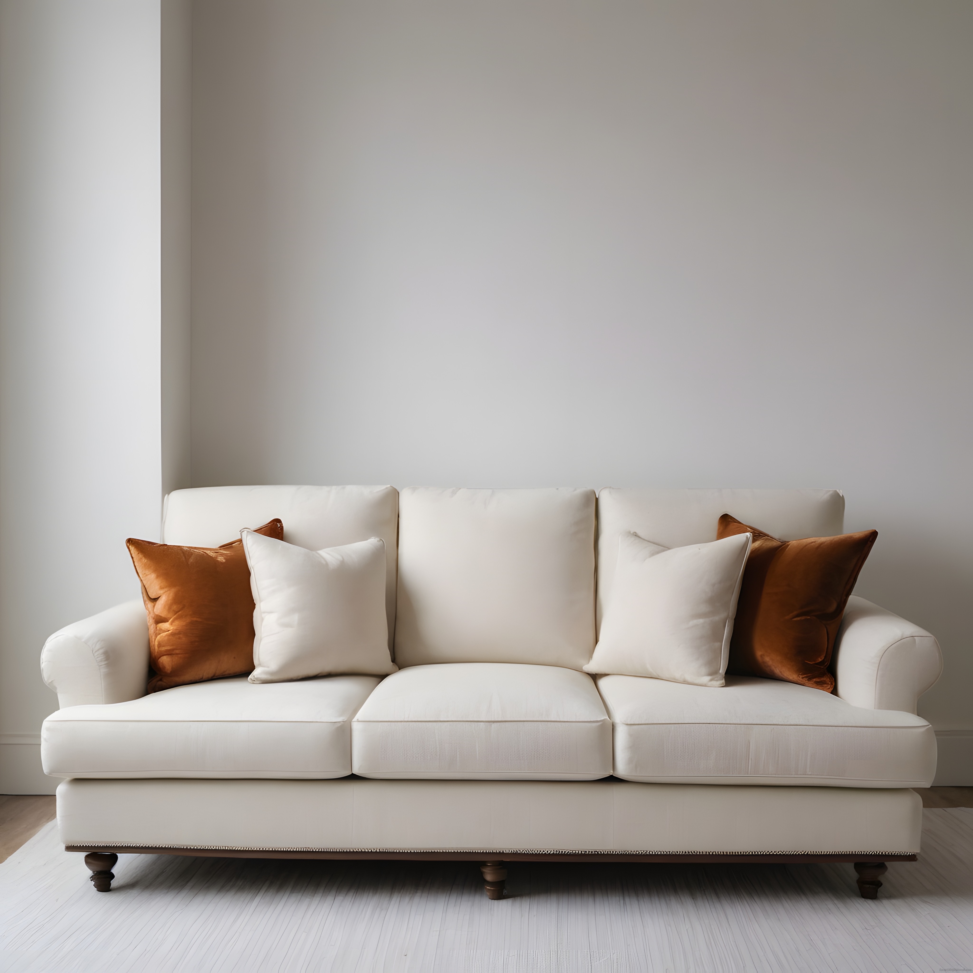 Aydınlık ve Minimalist Salon Dekorasyonunda Beyaz Kanepe ve Kadife Yastıklar