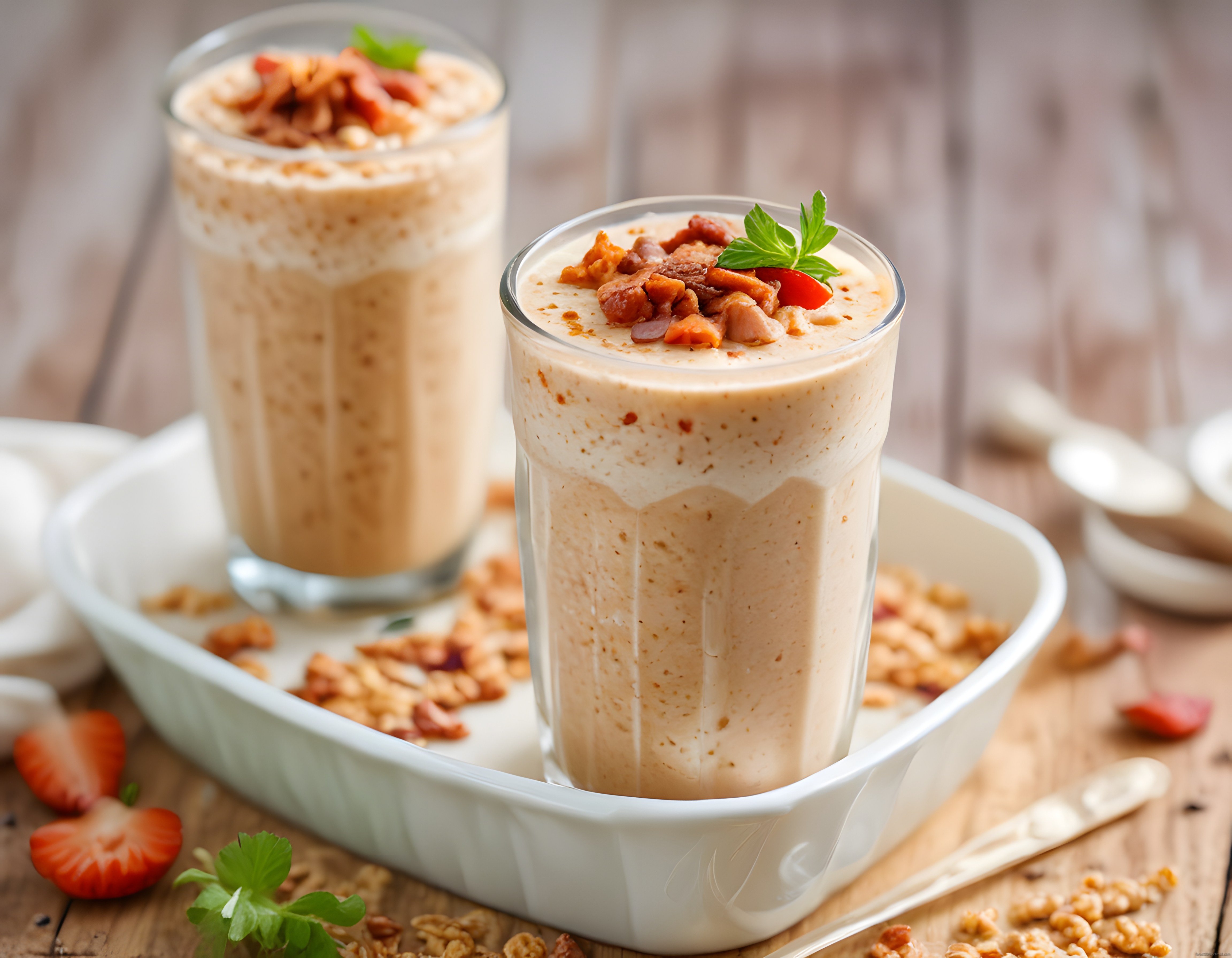 Bacon Parçacıklı Çilekli Smoothie: Kahvaltılık Kremalı ve Besleyici İçecek