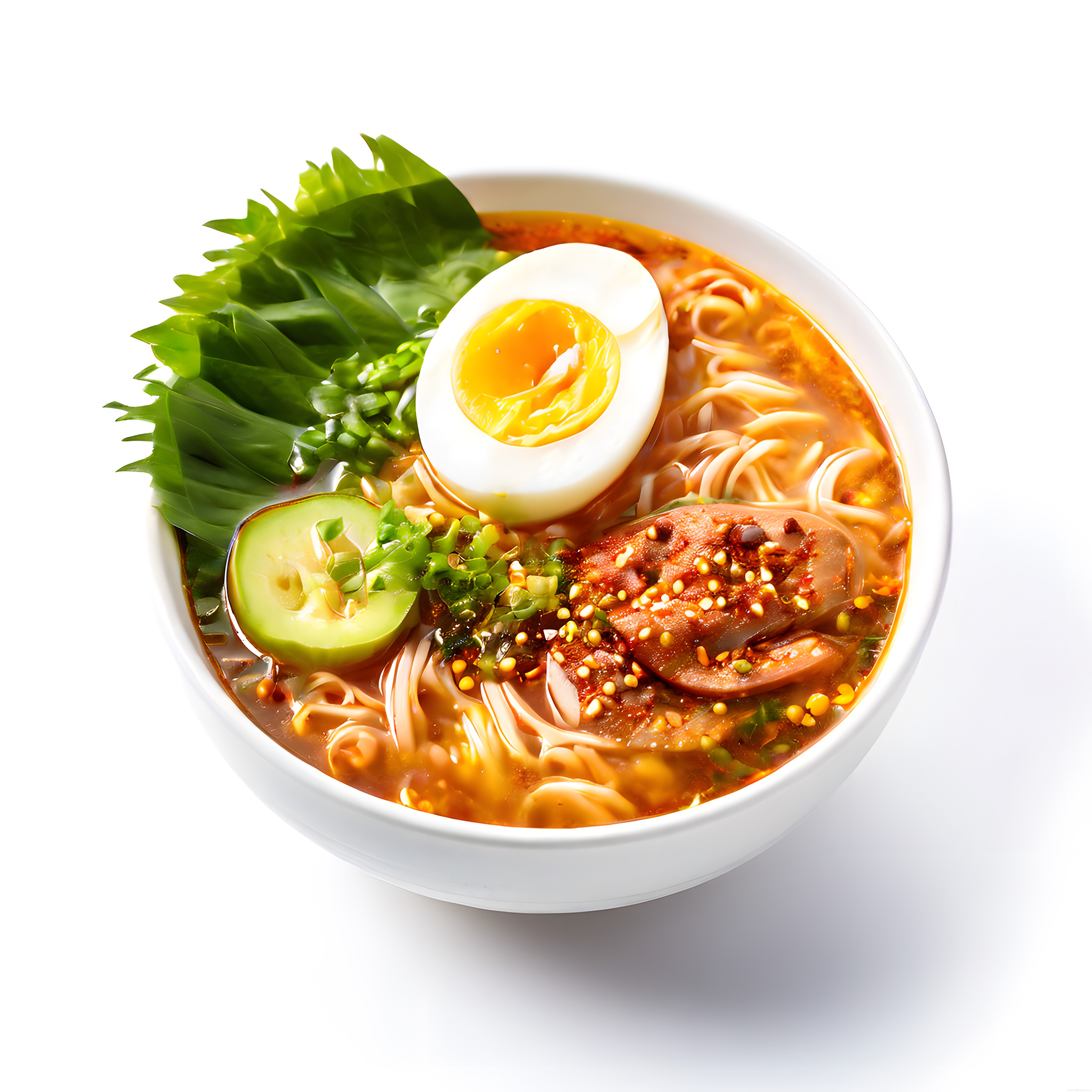 Baharatlı Japon Ramen: Erişte, Yumurta, Salatalık ve Sosisli Lezzet
