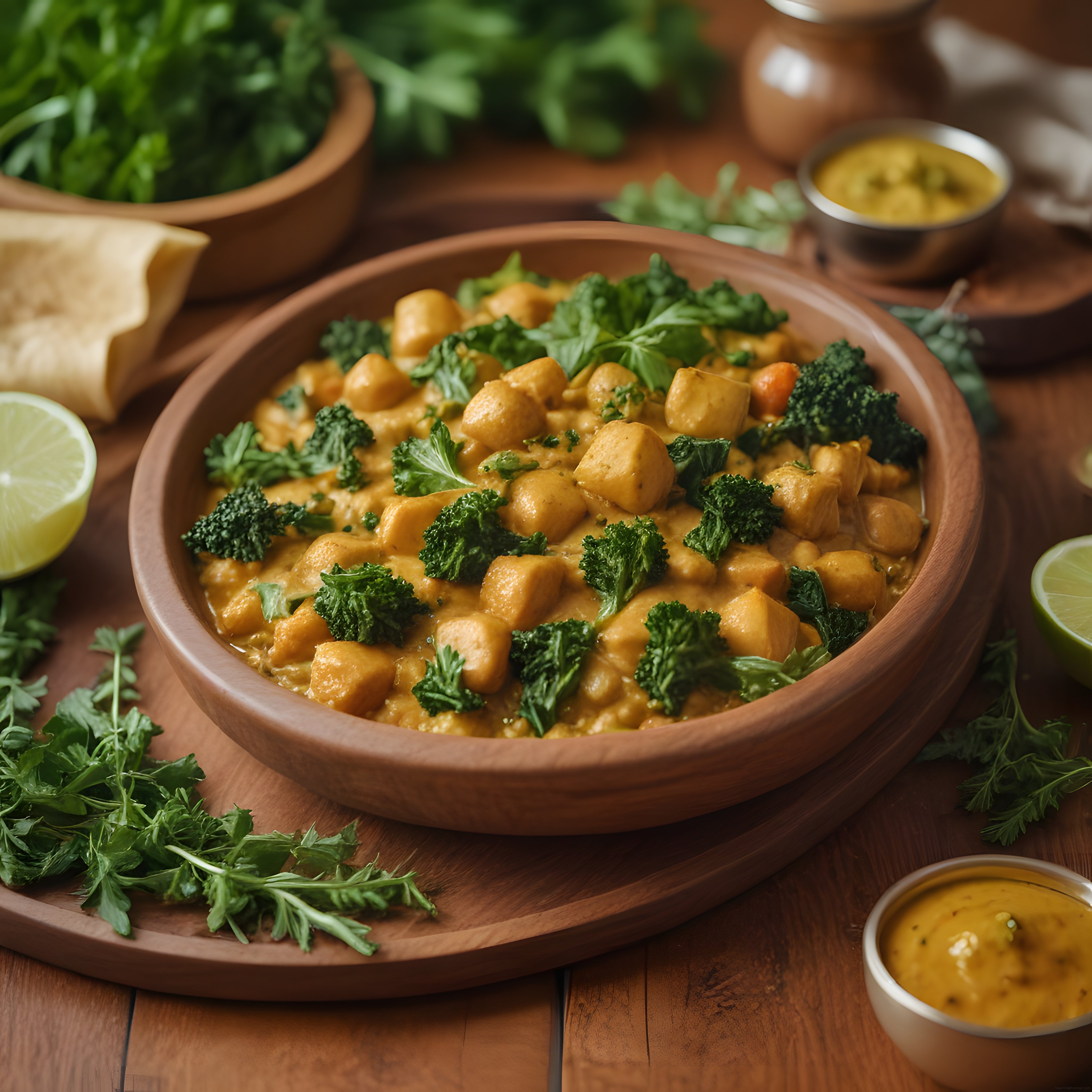 Baharatlı Nohutlu Tavuk Curry ve Mevsim Yeşillikleri ile Lezzetli Akşam Yemeği