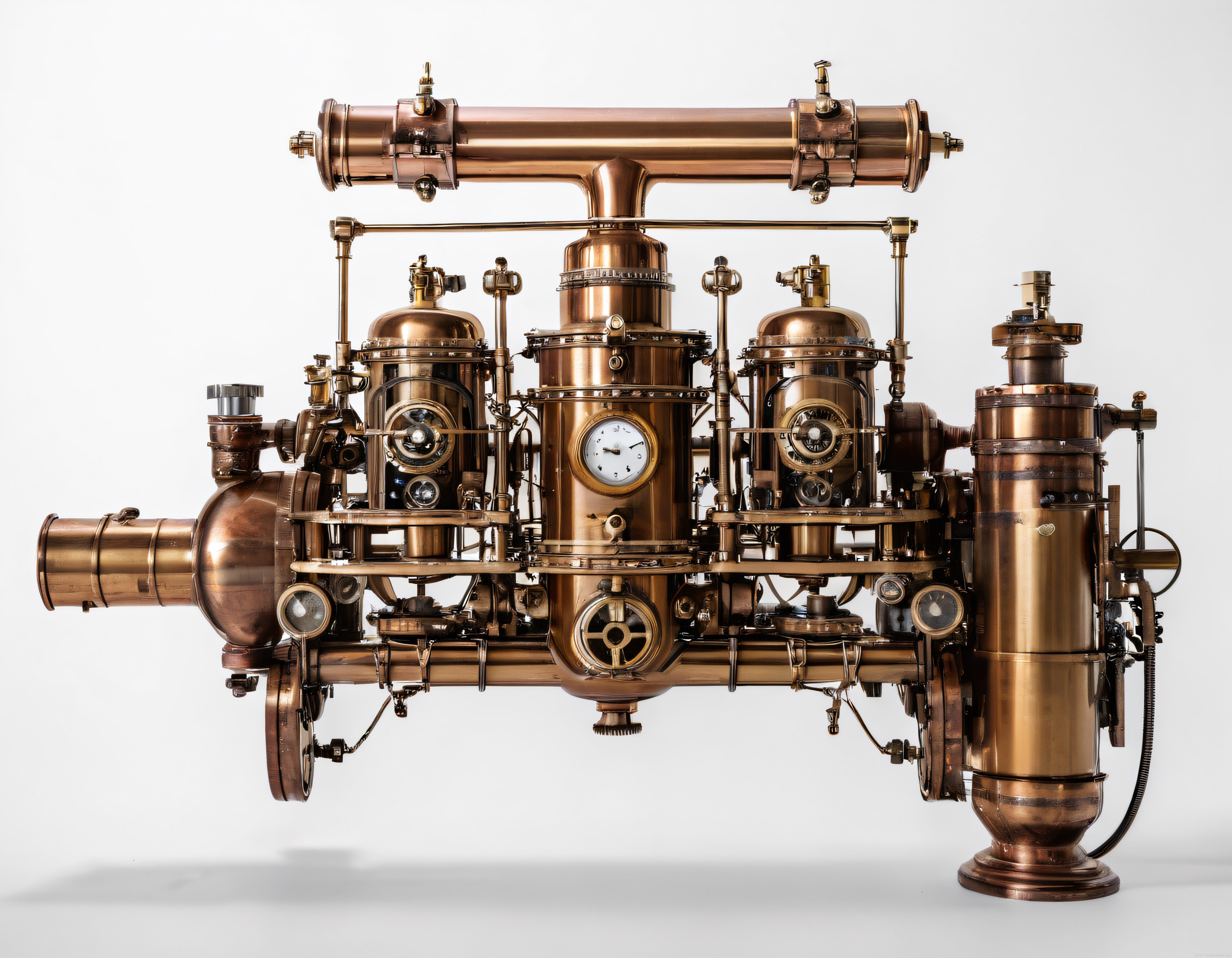 Bakır Borulardan Oluşan Kapsamlı Steampunk Mekanik Makine Tasarımı