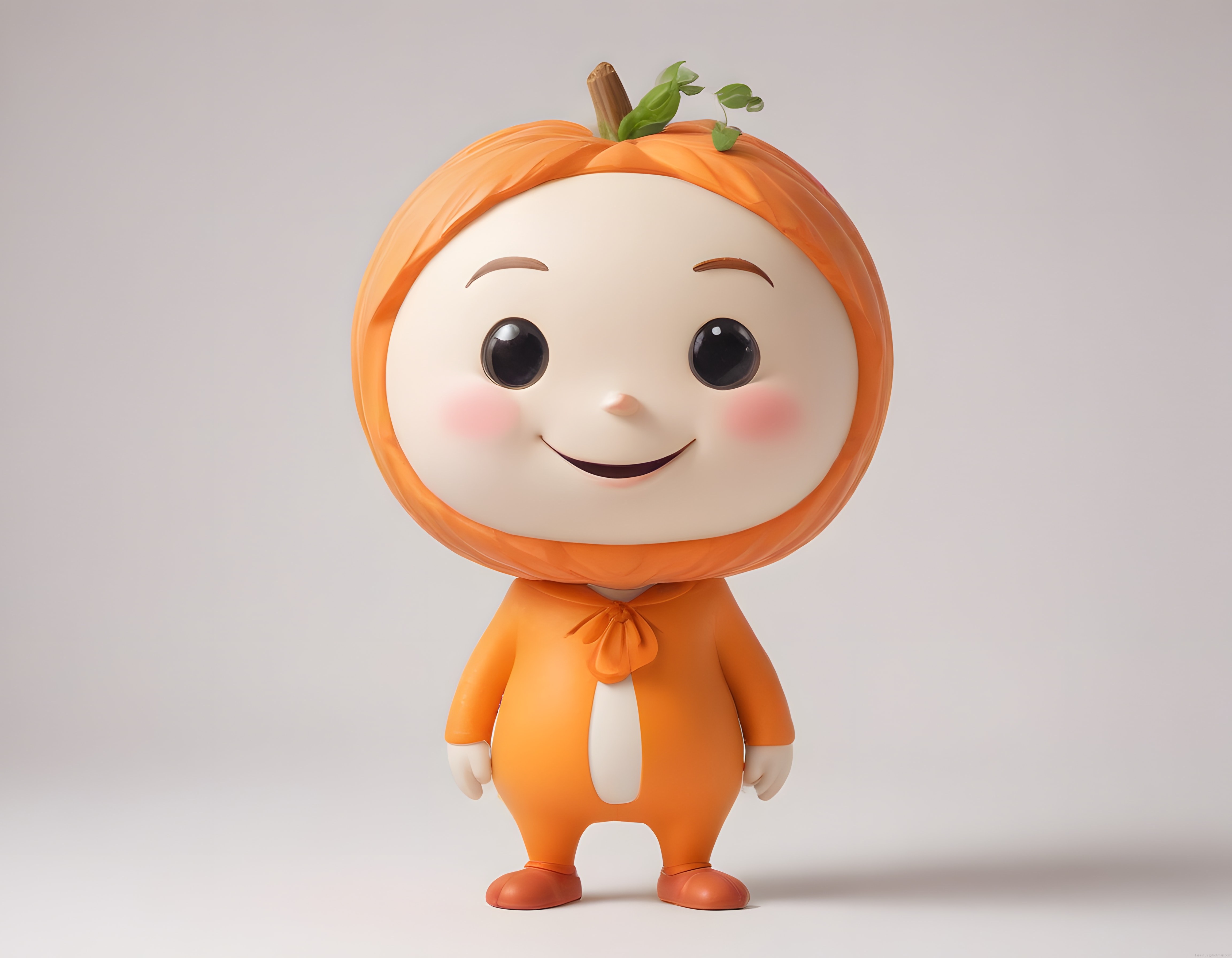 Balkabağı Kostümlü Sevimli 3D Chibi Karakter ve Masalsı Animasyon Figürü