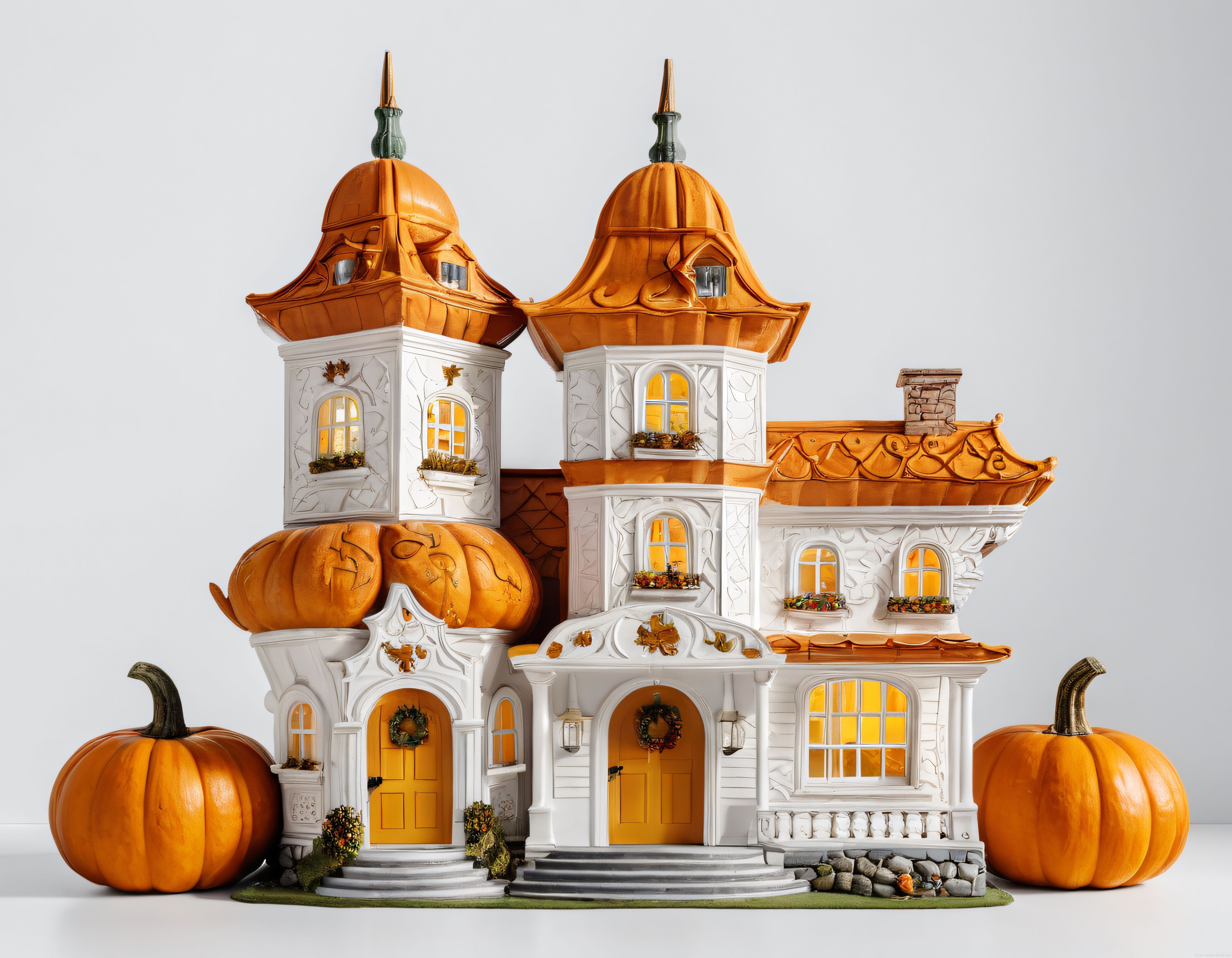 Balkabağından Yapılmış Masalsı Victoria Tarzı Peri Evi ve Sonbahar Dekoru