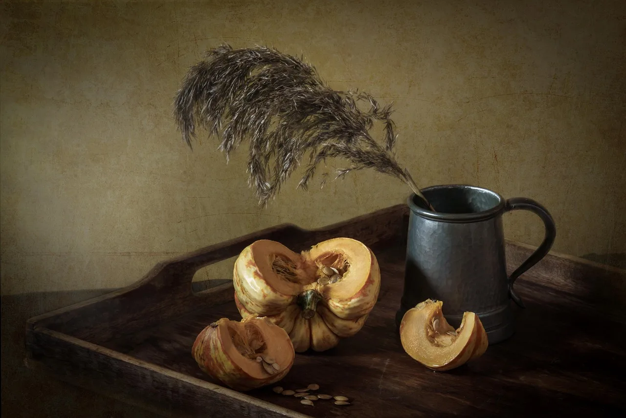 Balkabağıyla doğal still life kompozisyonu