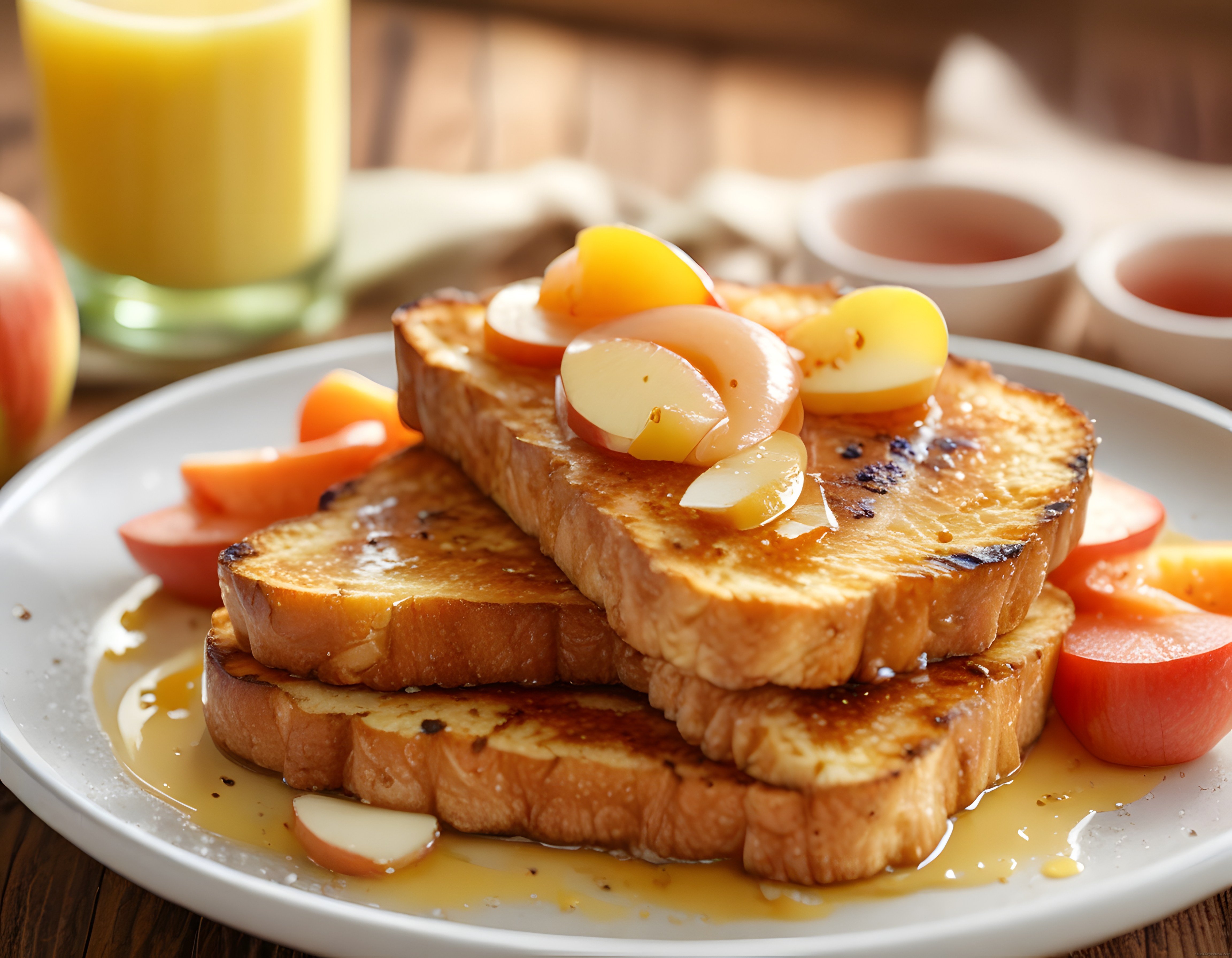 Ballı Elmalı French Toast ve Taze Portakal Suyuyla Kahvaltı Keyfi
