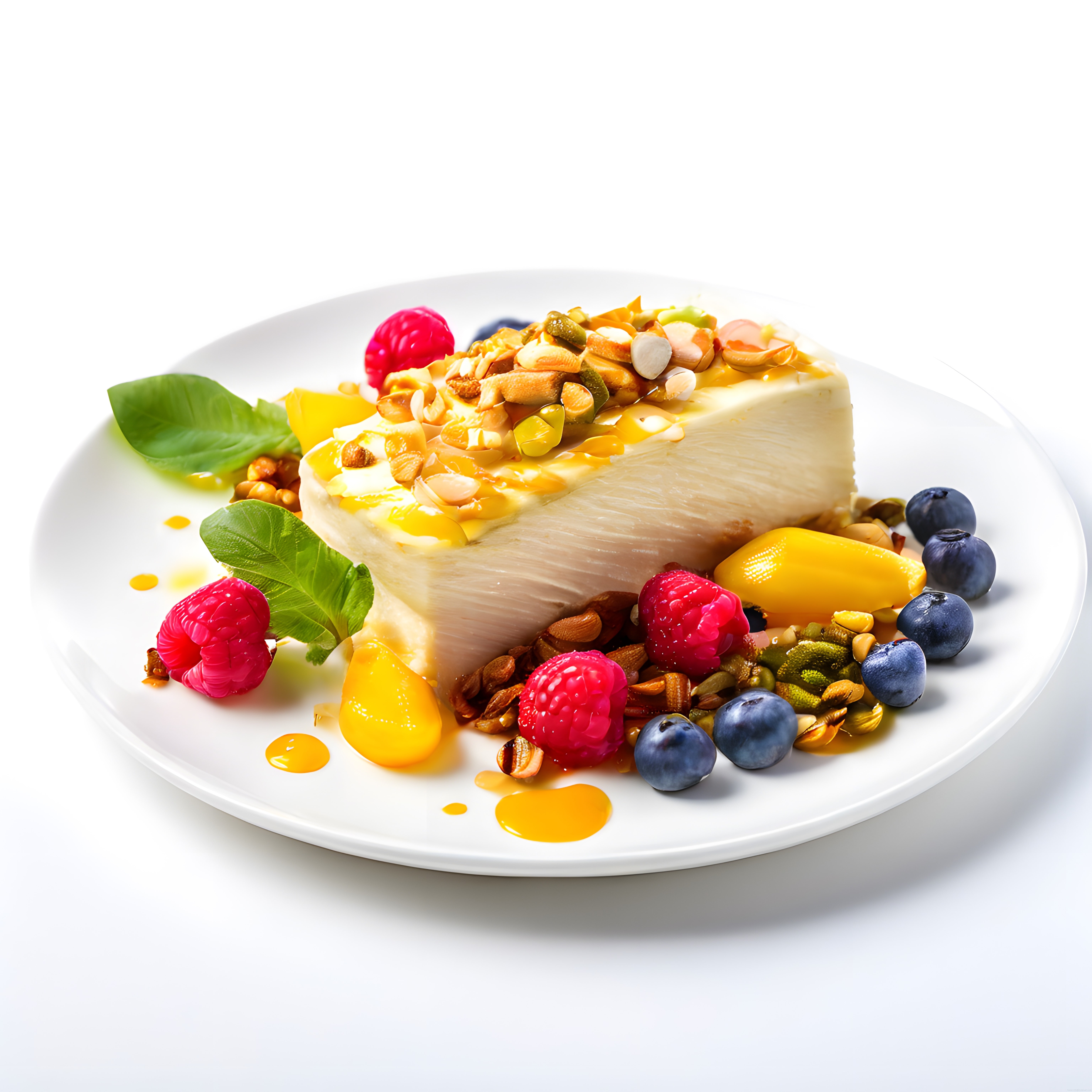 Ballı Fındıklı Cheesecake Dilimi ve Orman Meyveli Şık Sunum