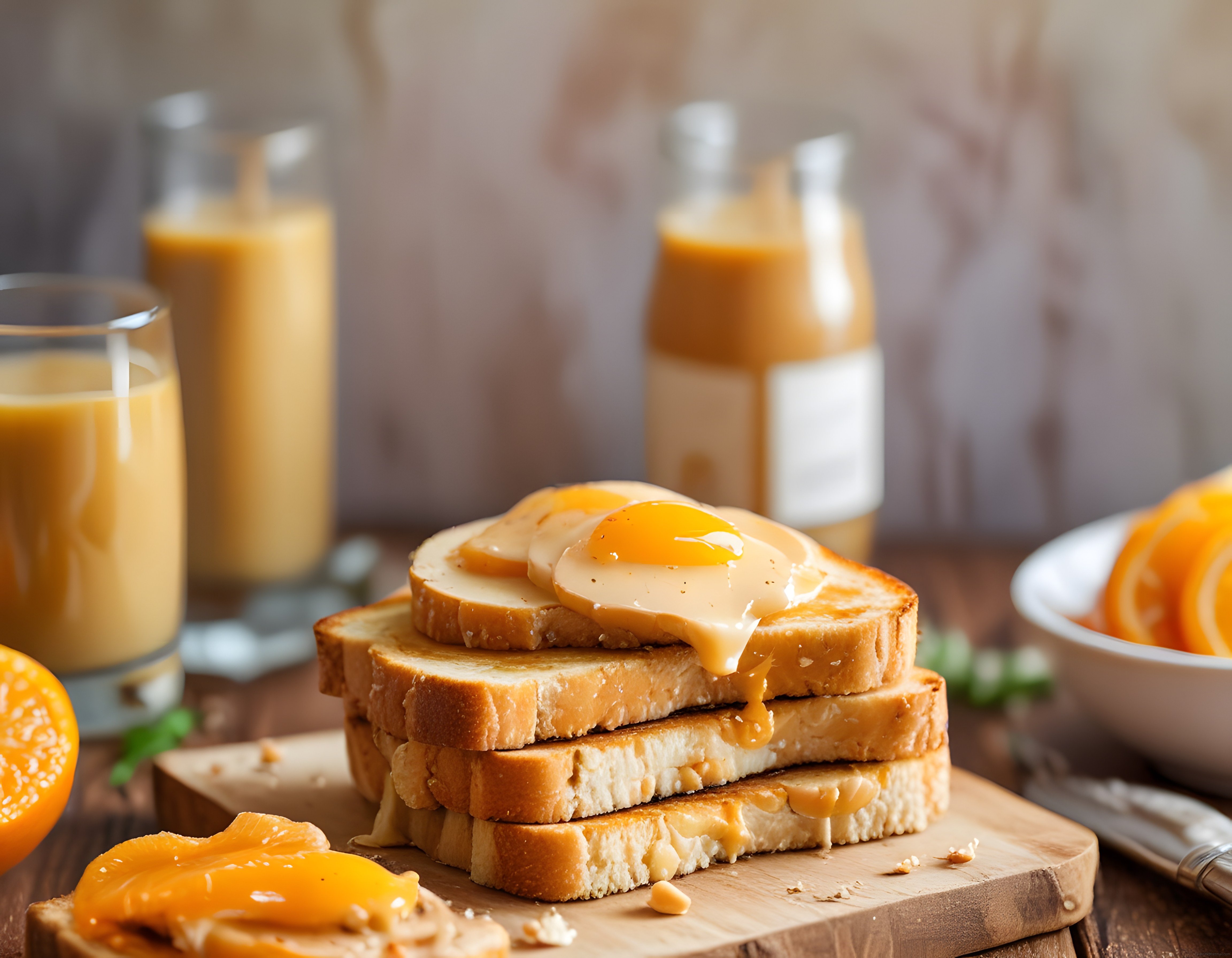 Ballı ve portakal reçelli tost dilimleriyle enerjik kahvaltı masası