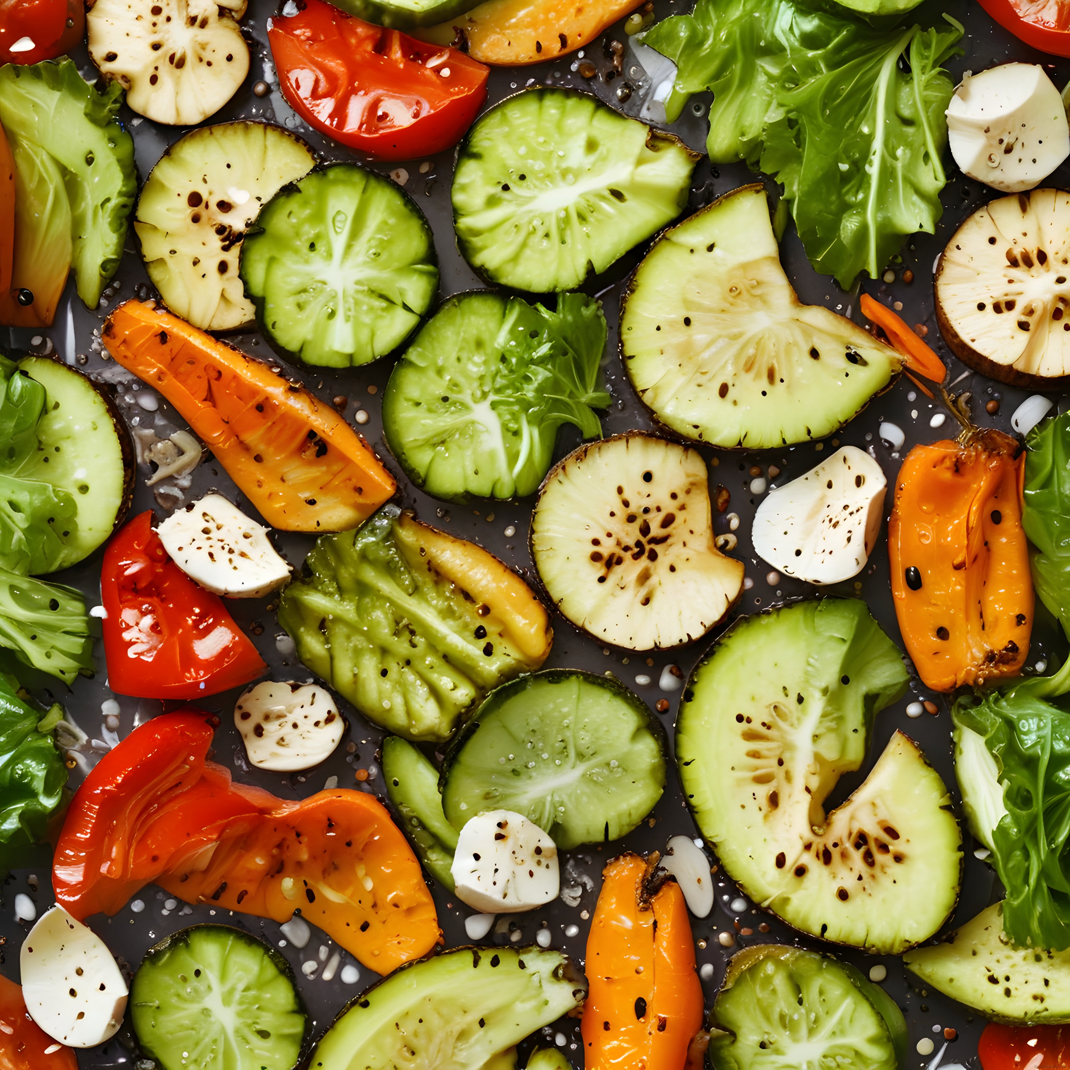 Balsamik Soslu Izgara Sebzeler Avokado ve Mozzarella Sunumu